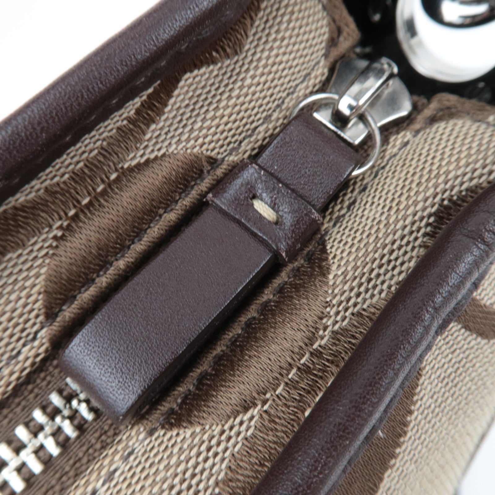 COACH Signature Canvas Leather 2Way Shoulder Bag Beige Brown