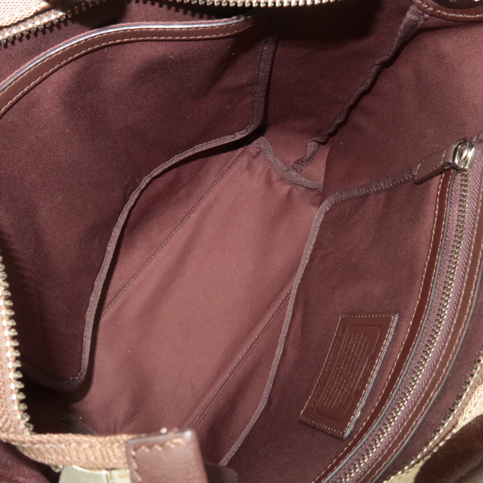 COACH Signature Canvas Leather 2Way Shoulder Bag Beige Brown