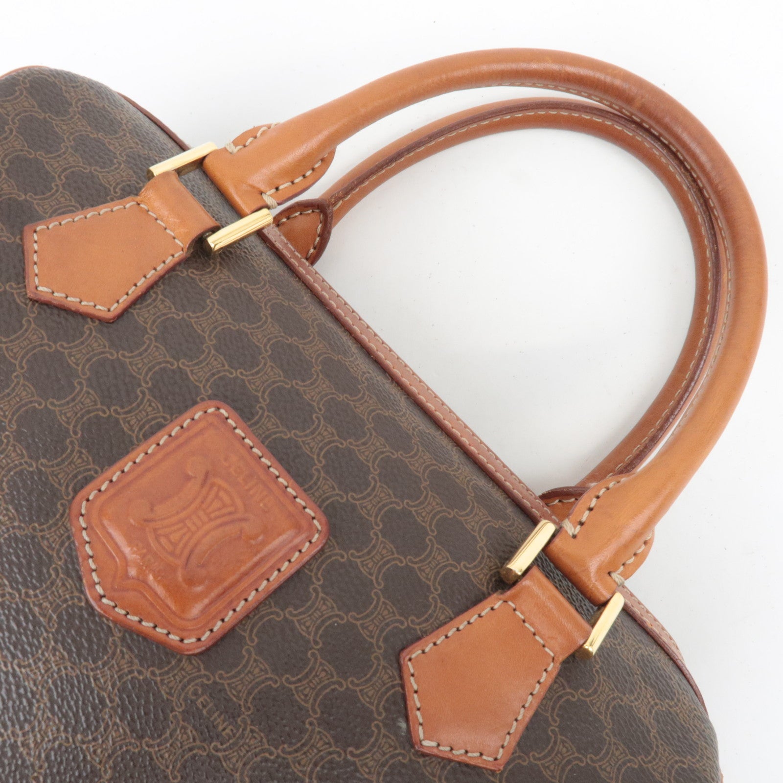 CELINE Macadam PVC Leather Handbag Brown