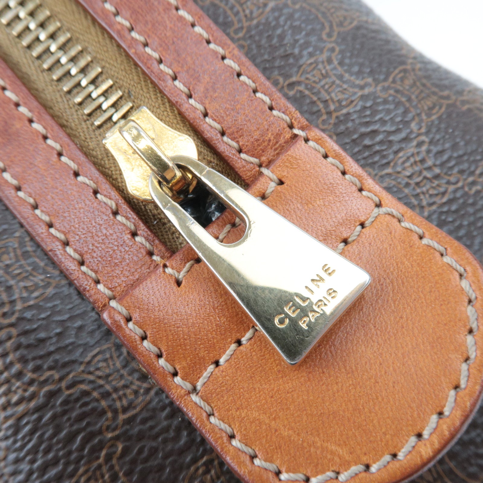CELINE Macadam PVC Leather Handbag Brown