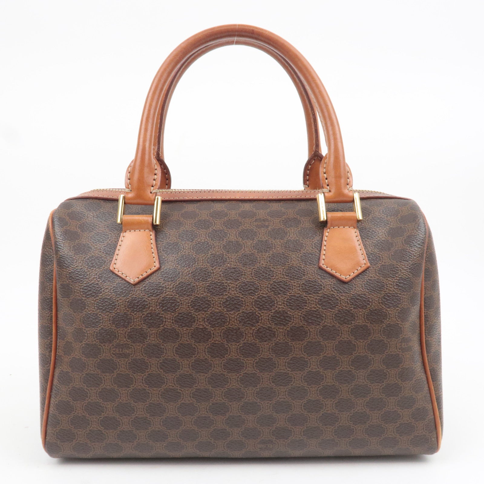 CELINE Macadam PVC Leather Handbag Brown