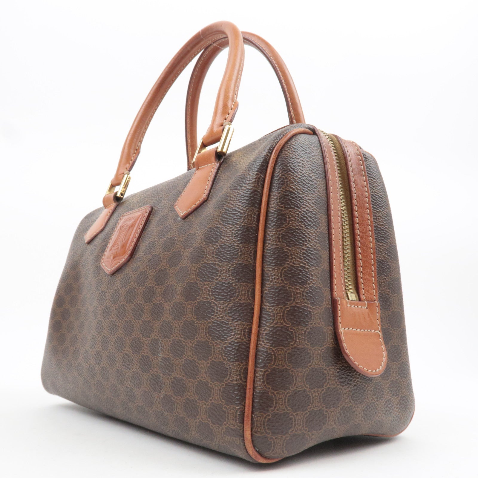 CELINE Macadam PVC Leather Handbag Brown