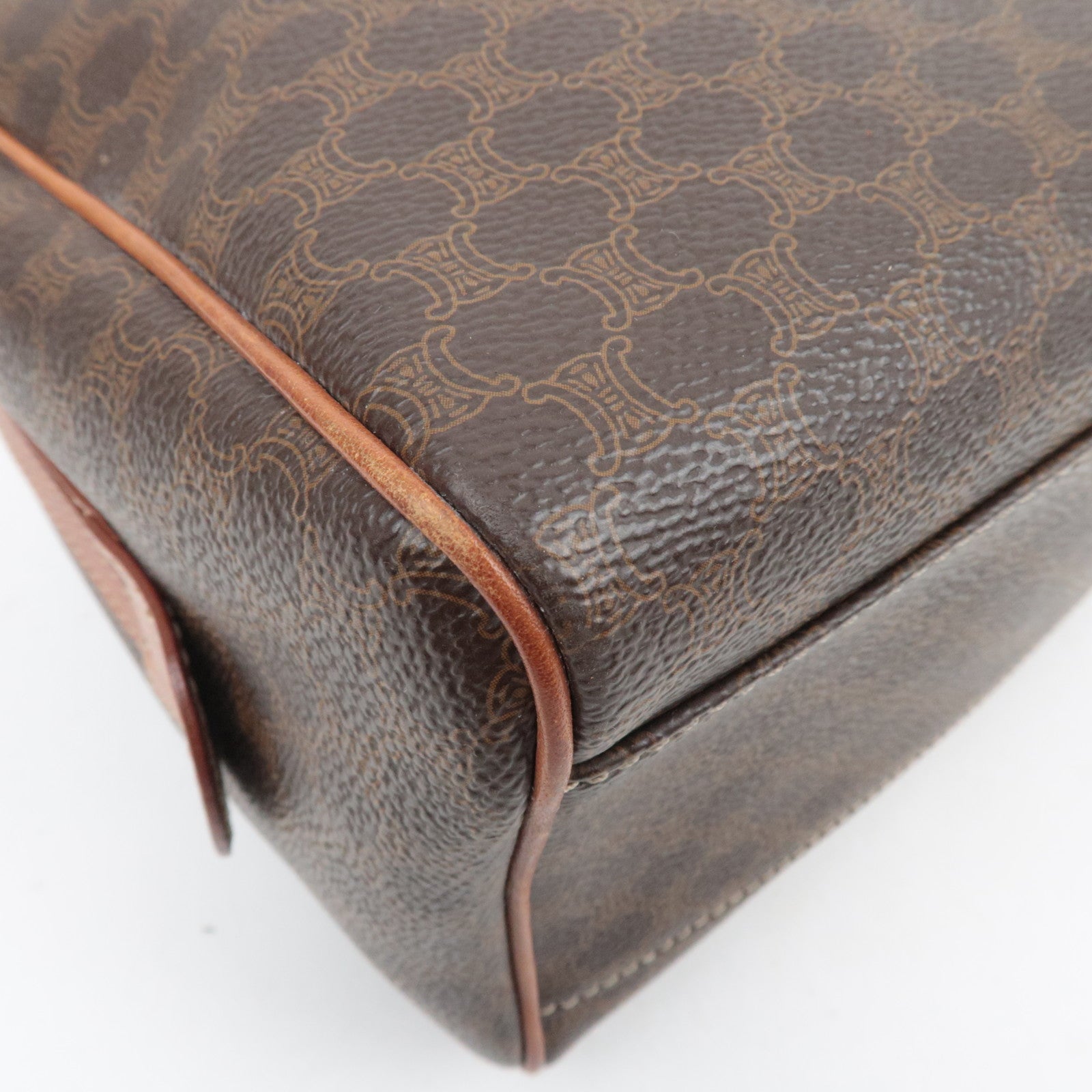 CELINE Macadam PVC Leather Handbag Brown