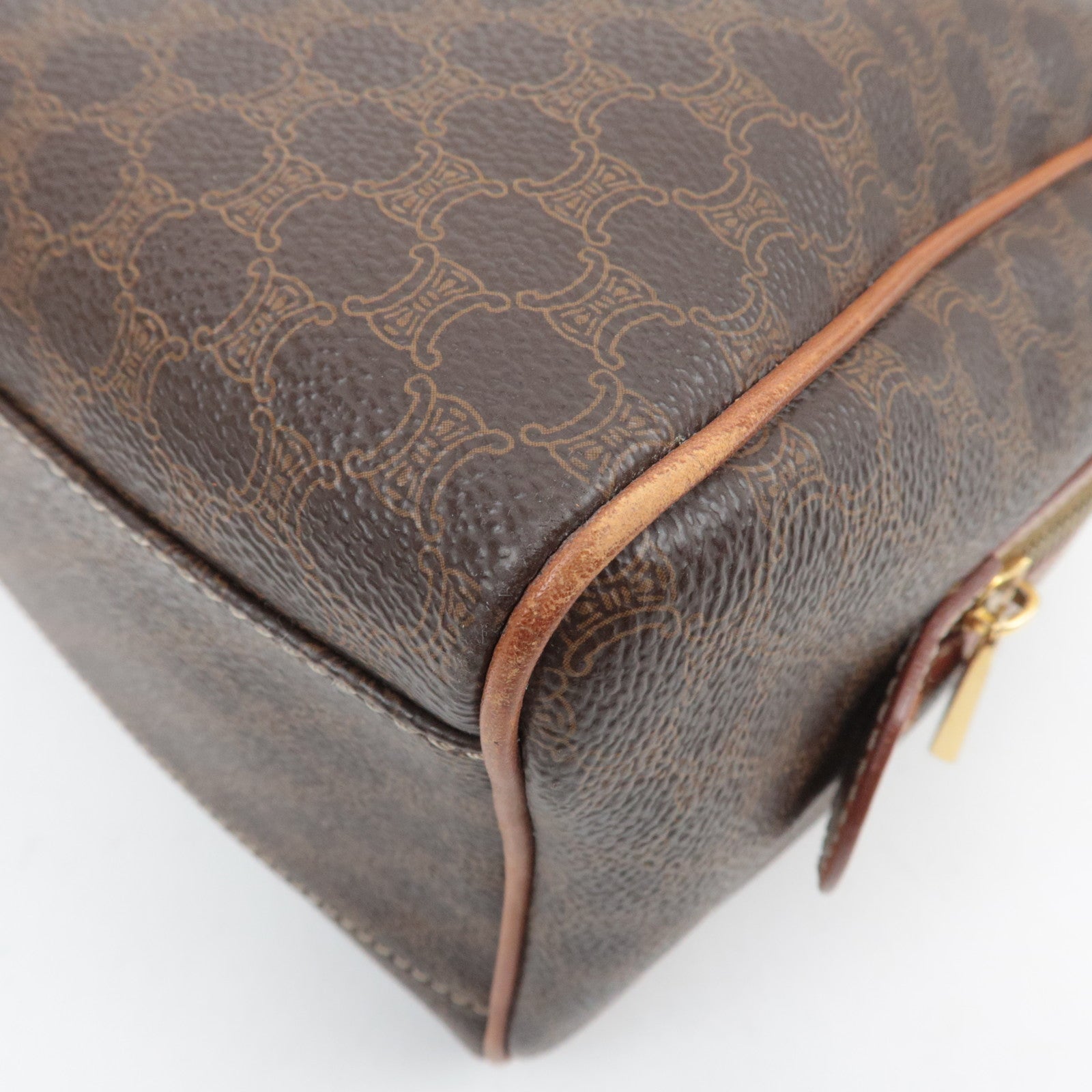 CELINE Macadam PVC Leather Handbag Brown