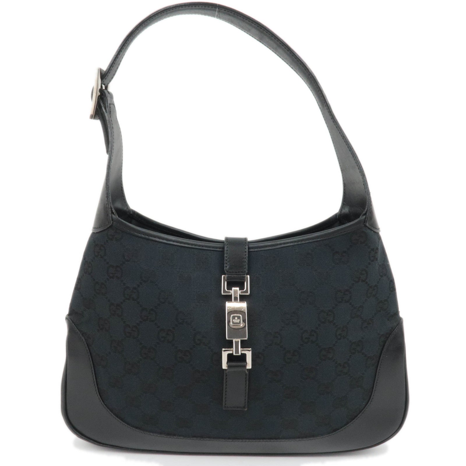GUCCI Jackie GG Canvas Shoulder Bag Black 001.330687566
