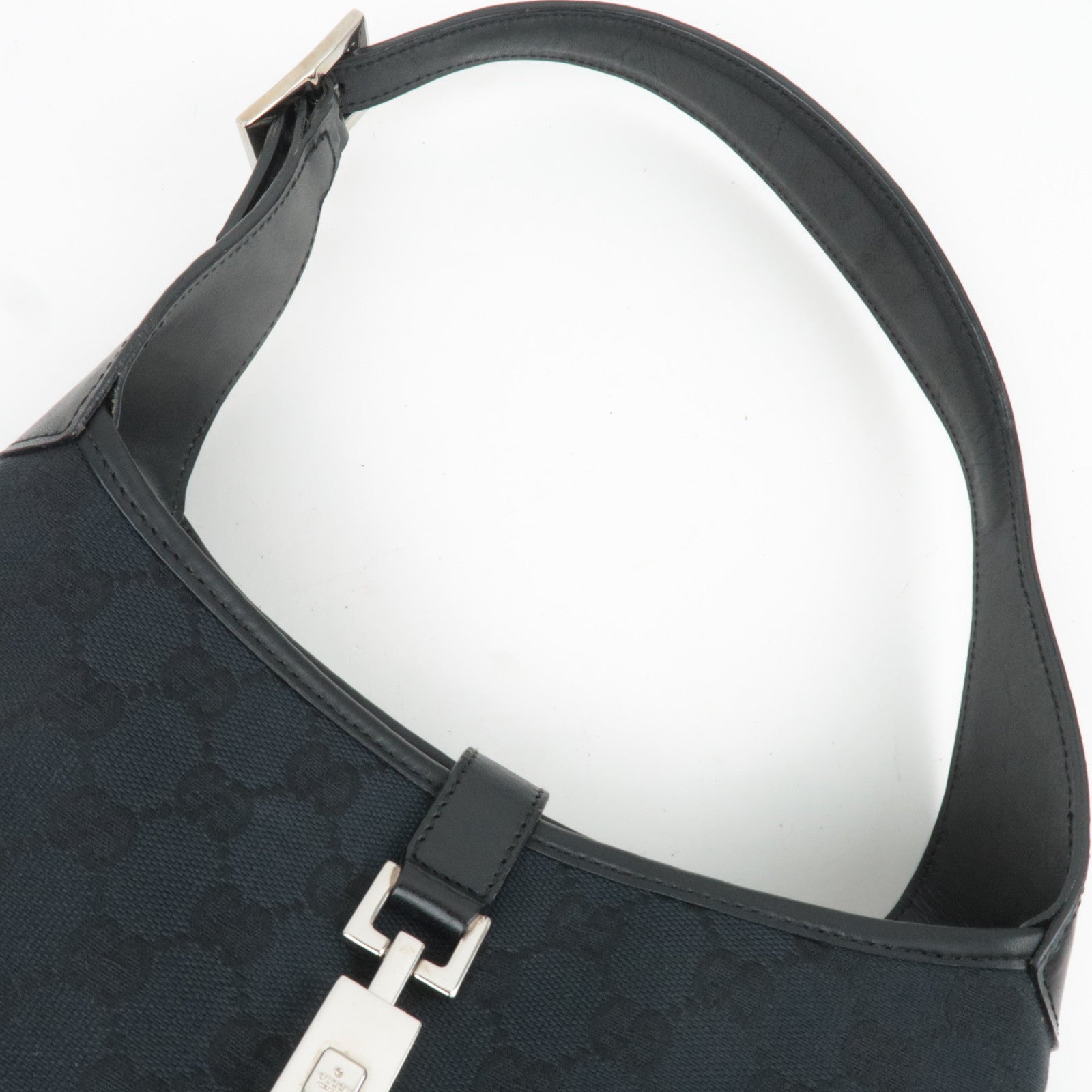 GUCCI Jackie GG Canvas Shoulder Bag Black 001.3306