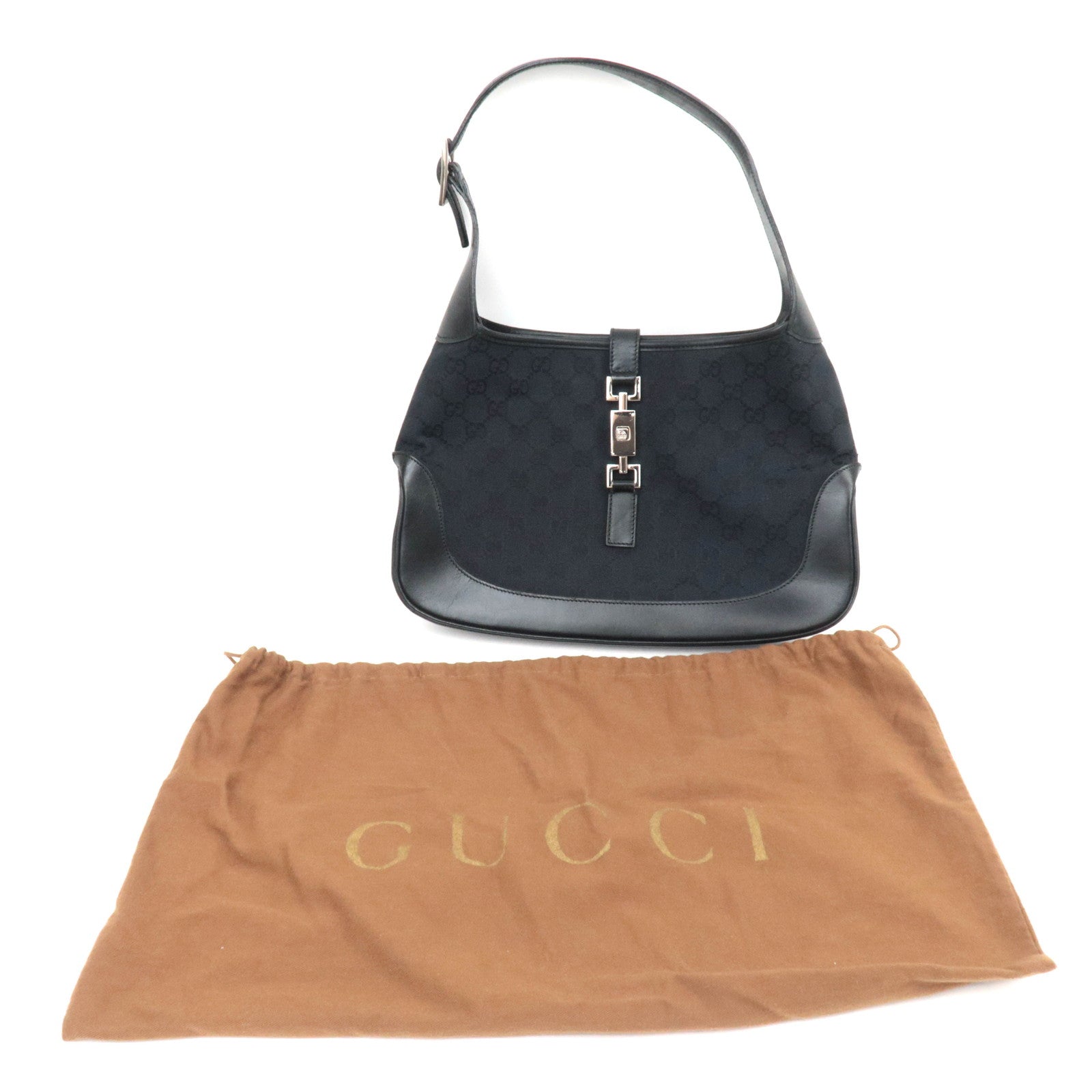 GUCCI Jackie GG Canvas Shoulder Bag Black 001.3306