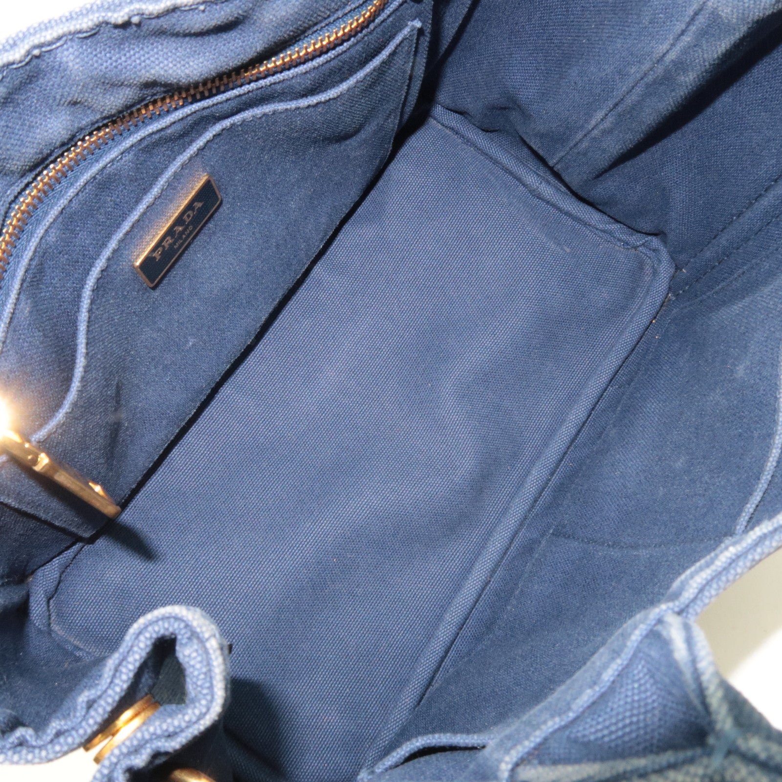 PRADA Canapa Mini Canvas Tote Bag Navy 1BG439