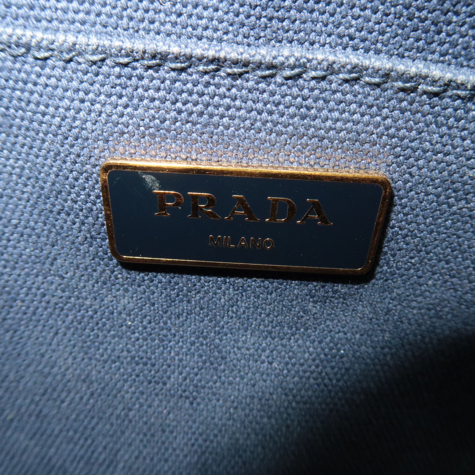 PRADA Canapa Mini Canvas Tote Bag Navy 1BG439
