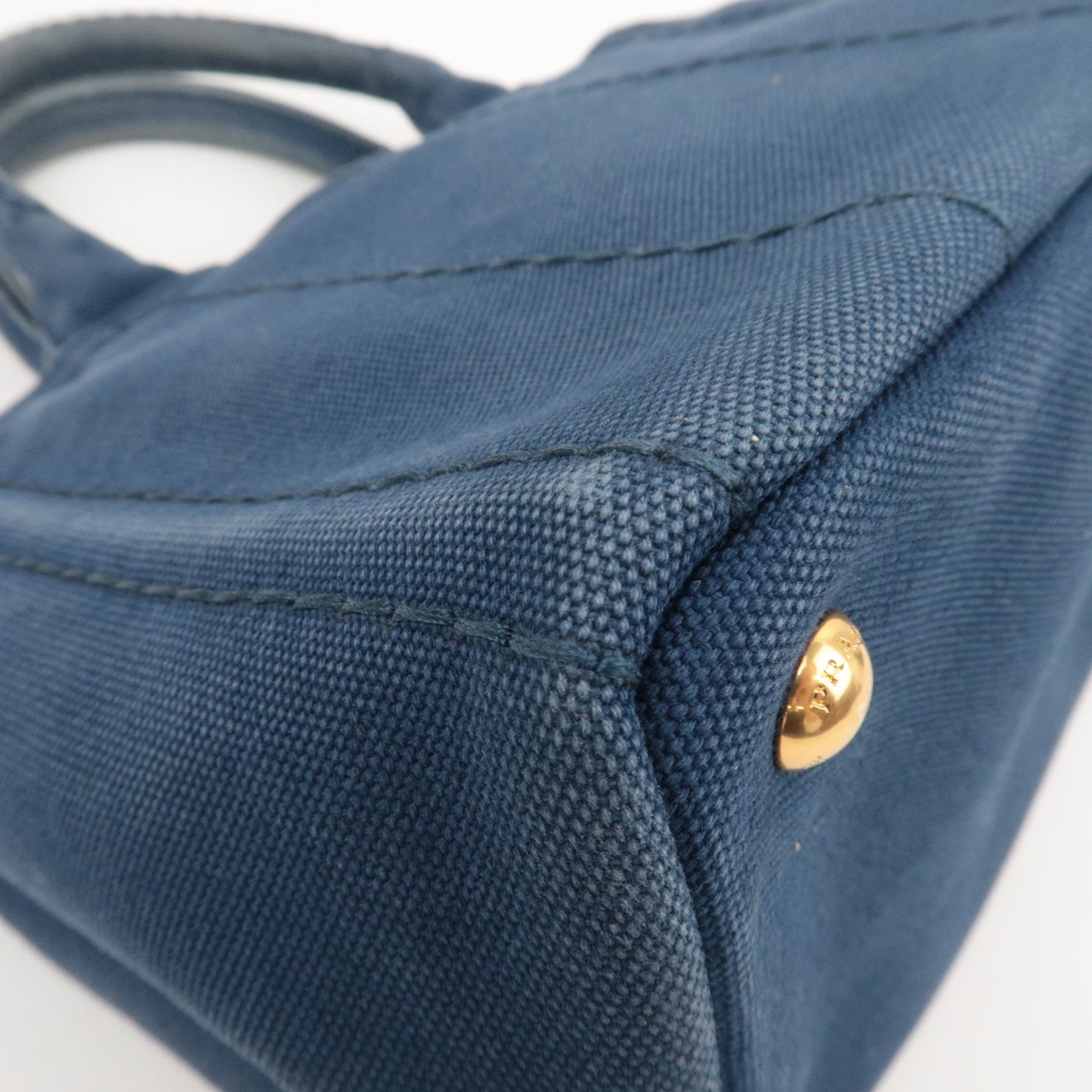 PRADA Canapa Mini Canvas Tote Bag Navy 1BG439