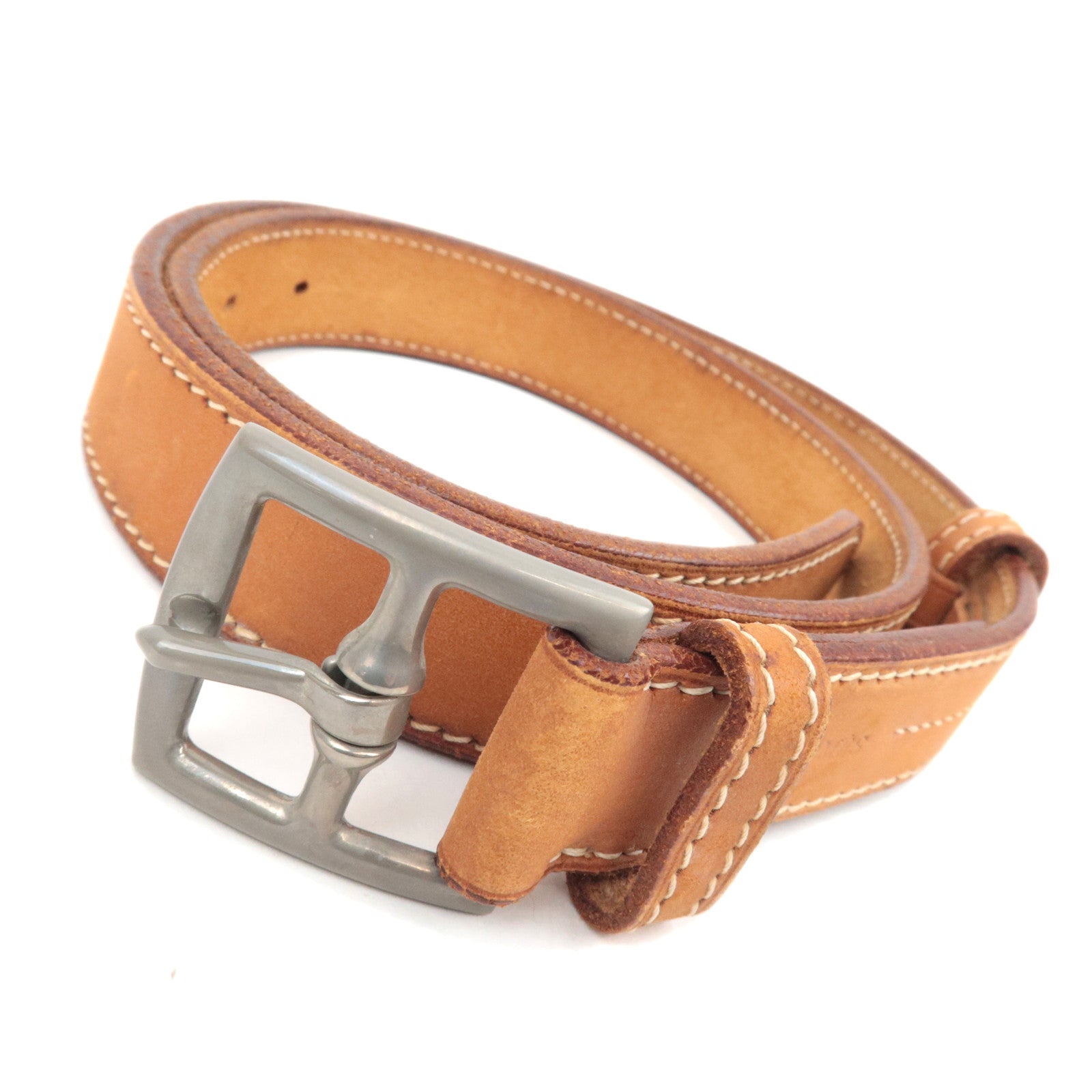HERMES Etriviere Leather Belt Size 80 □B Stamp (1998)87605
