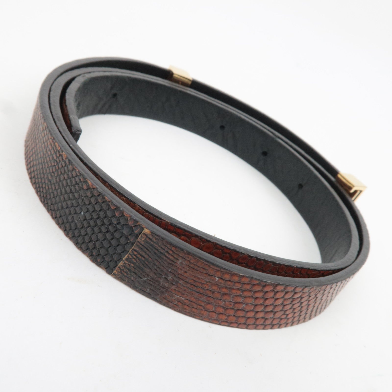 CELINE Double Studs Buckle Leather Belt Size S 80cm Brown