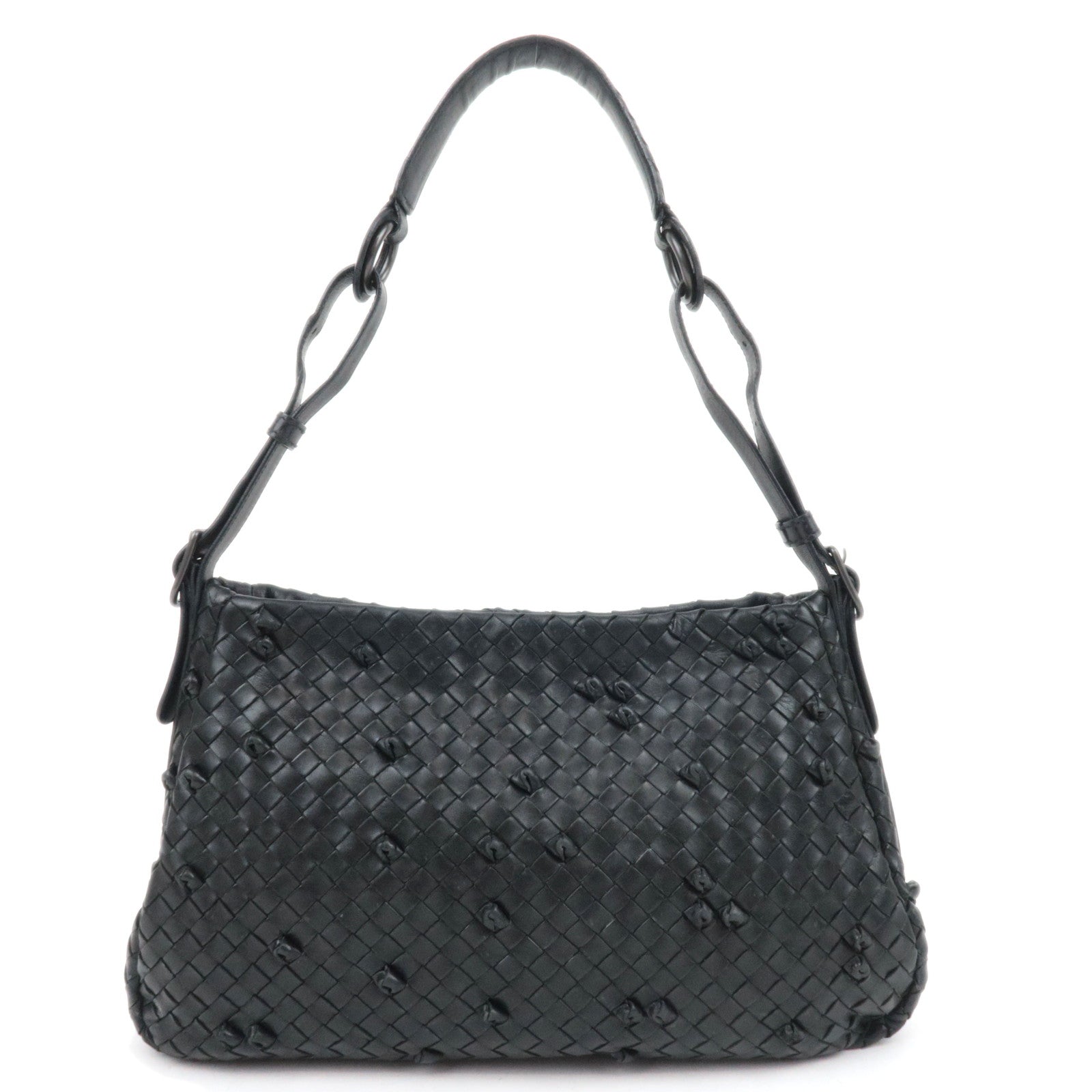 BOTTEGA VENETA Intrecciato Leather Shoulder Bag Black 12558087625