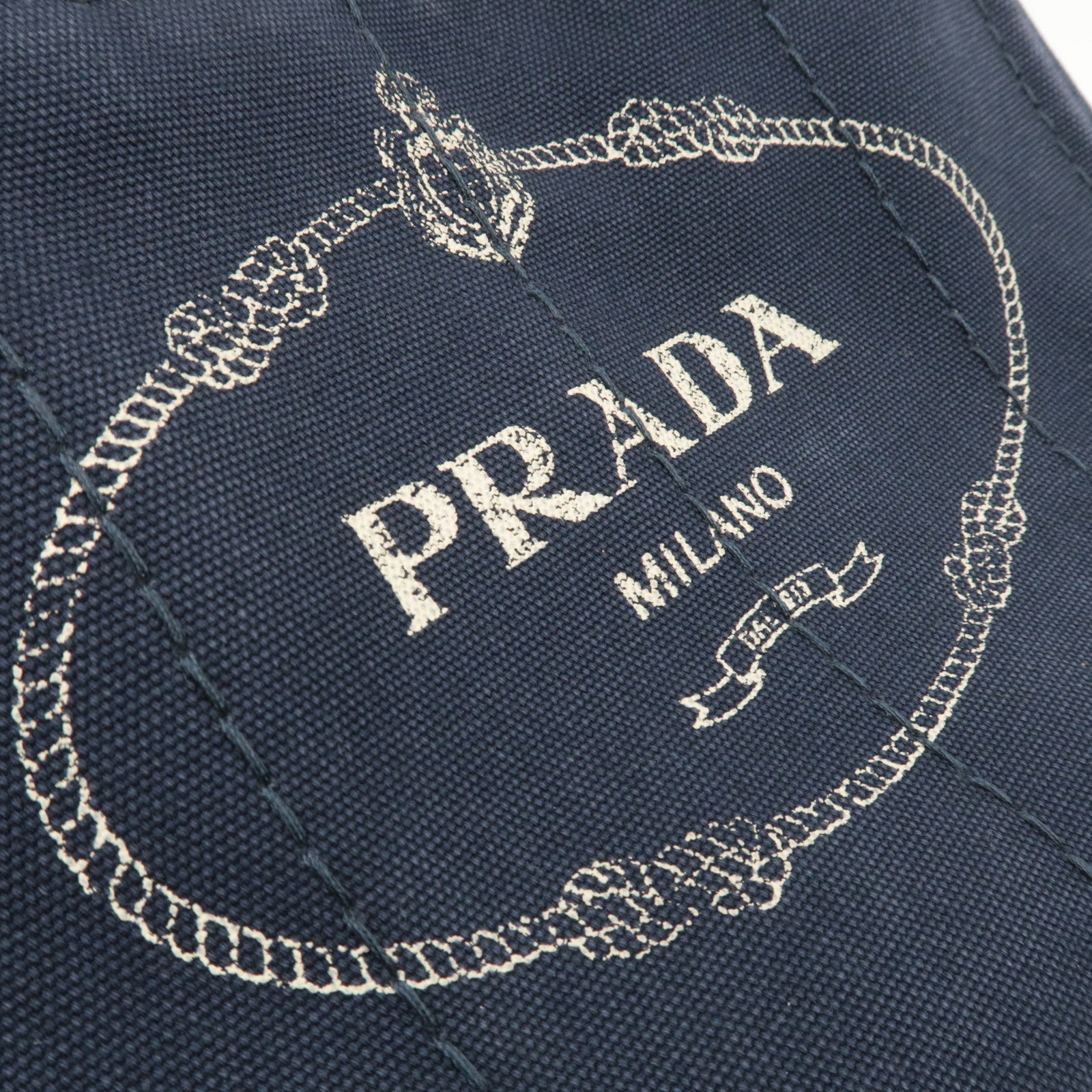 PRADA Canapa Mini 2-Way Canvas Tote Bag Navy 1BG439