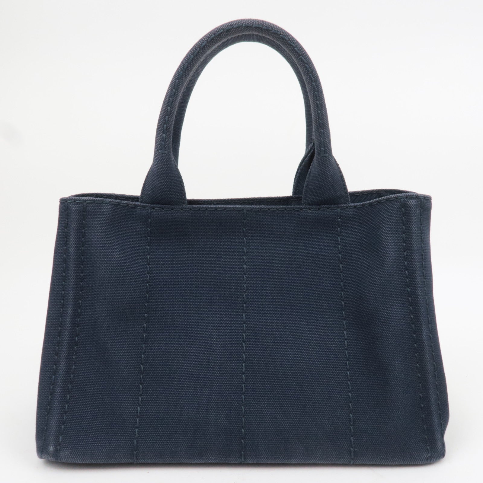 PRADA Canapa Mini 2-Way Canvas Tote Bag Navy 1BG439