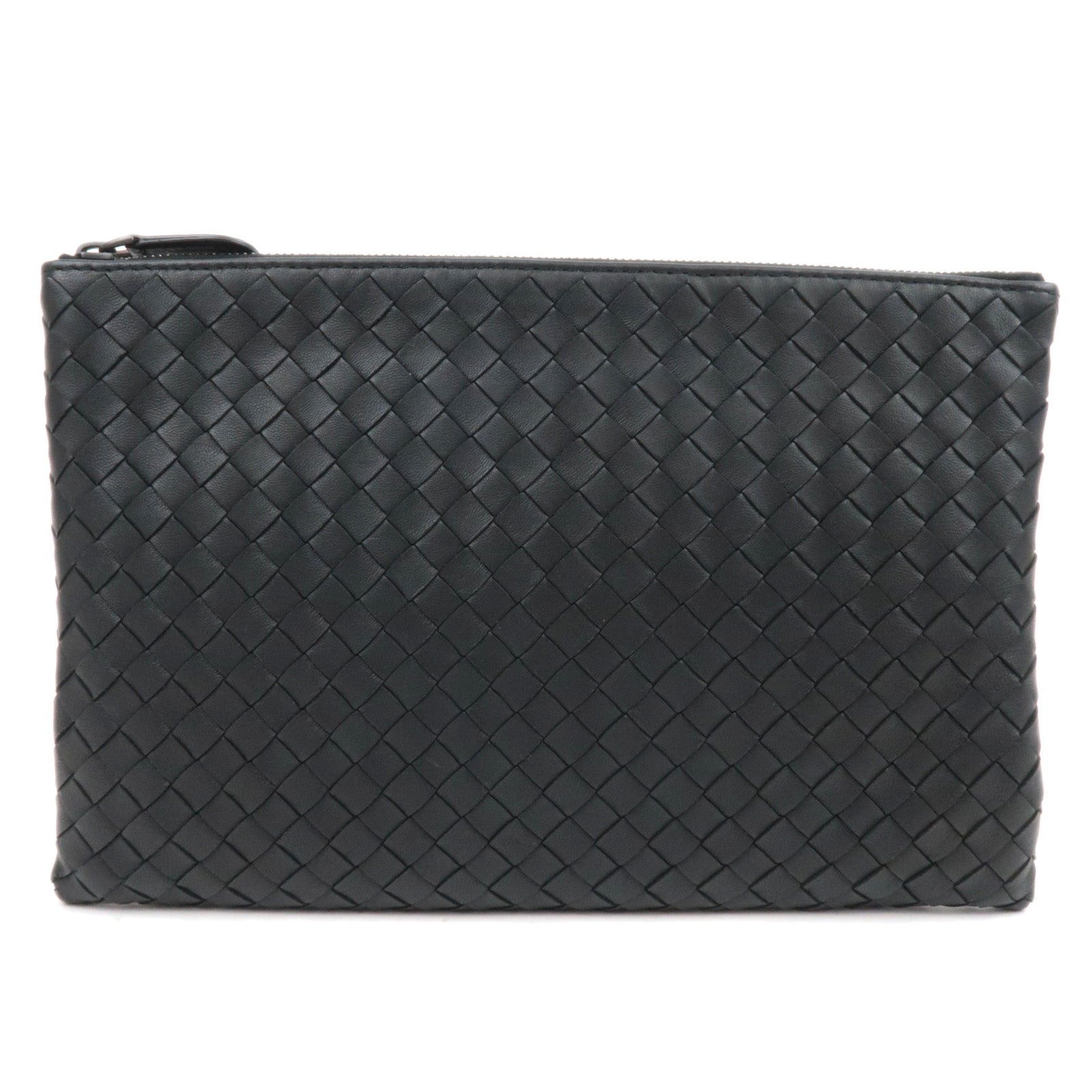 BOTTEGA VENETA Intrecciato Leather Clutch Bag Black87635