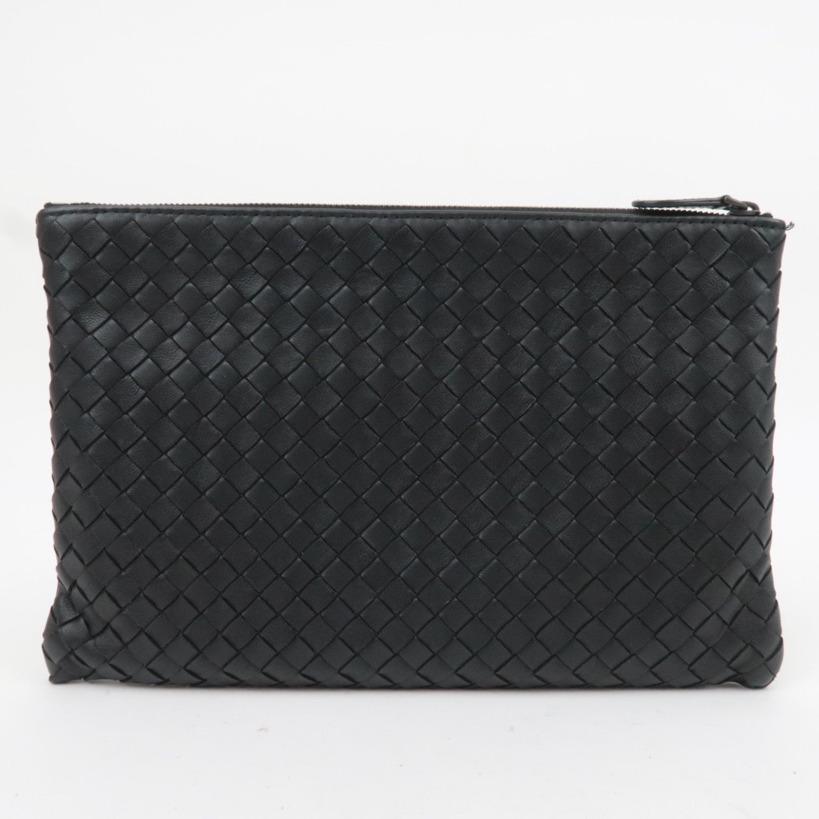 BOTTEGA VENETA Intrecciato Leather Clutch Bag Black