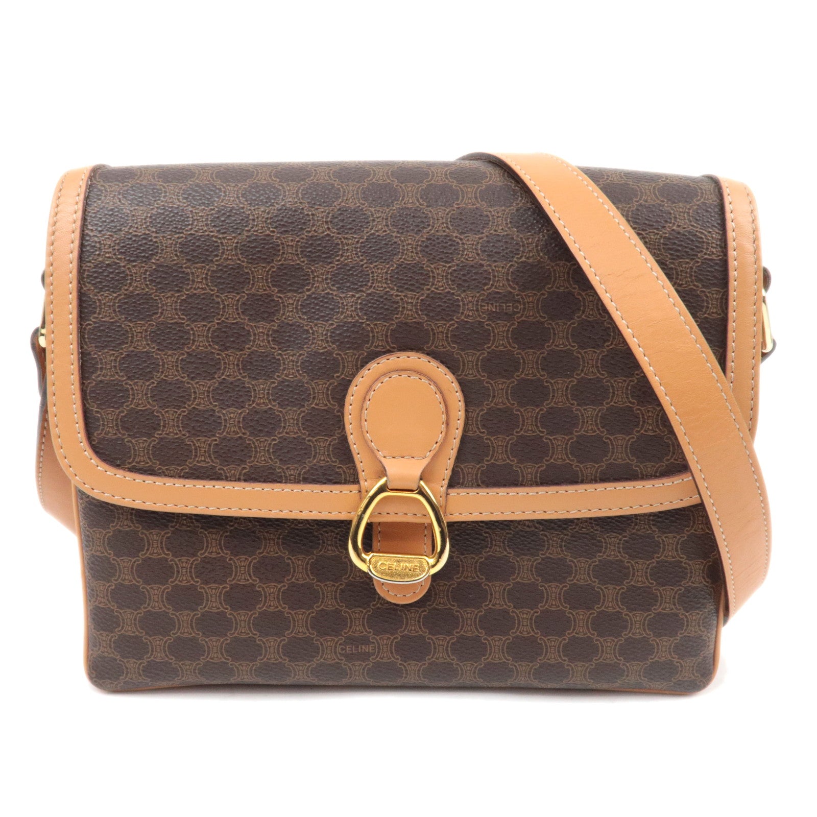 CELINE Macadam PVC Leather Shoulder Bag Brown87636