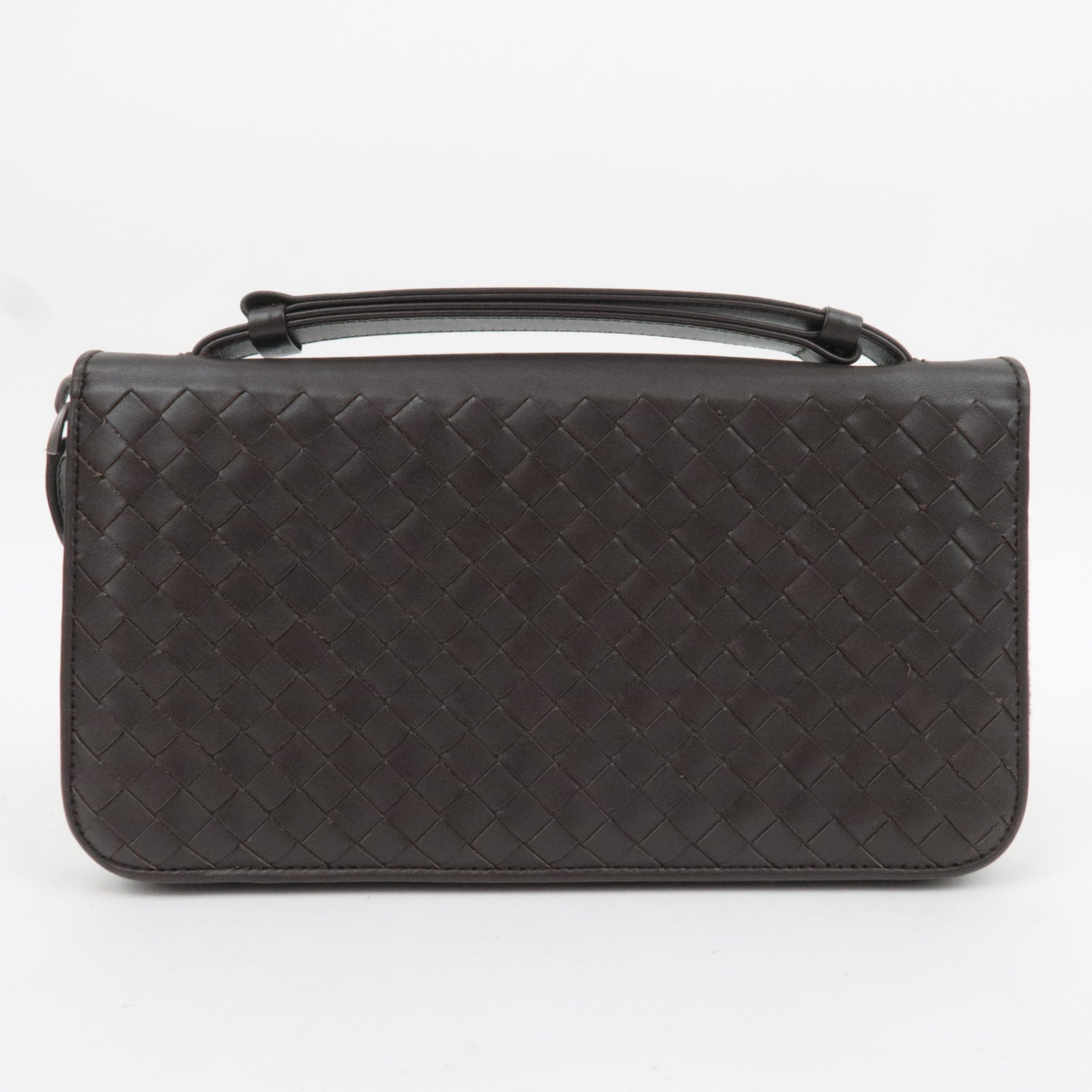 BOTTEGA VENETA Intrecciato Leather Travel Wallet Brown 169730