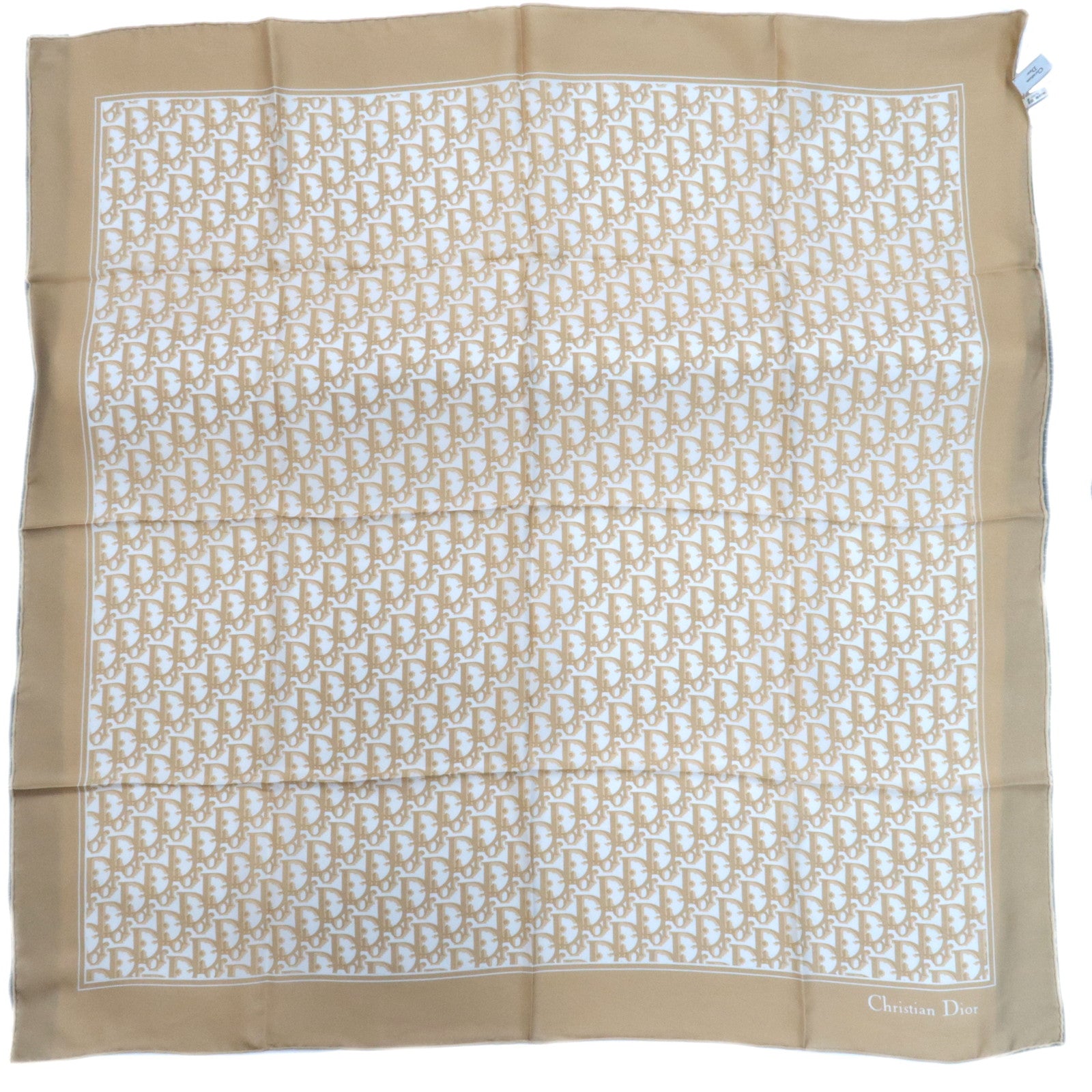 Christian Dior Trotter Scarf 100% Silk Beige White87698