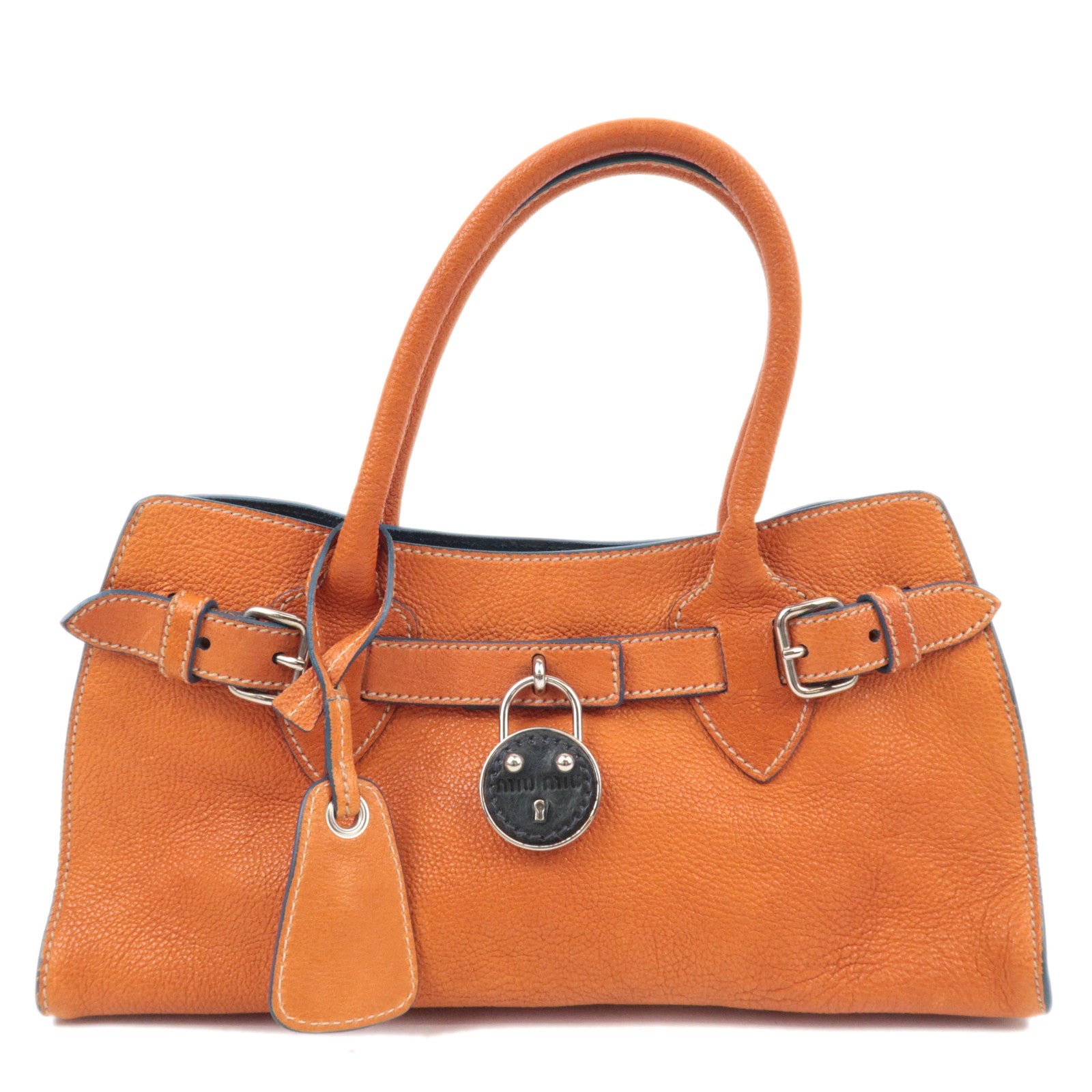 MIU MIU Leather Handbag Brown Silver HDW87699