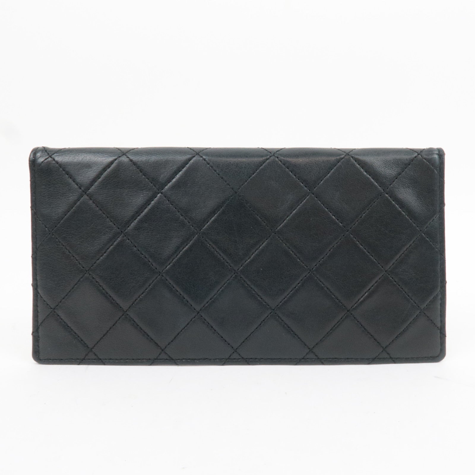 CHANEL Matelasse Lambskin Small Flat Pouch Black Gold HDW