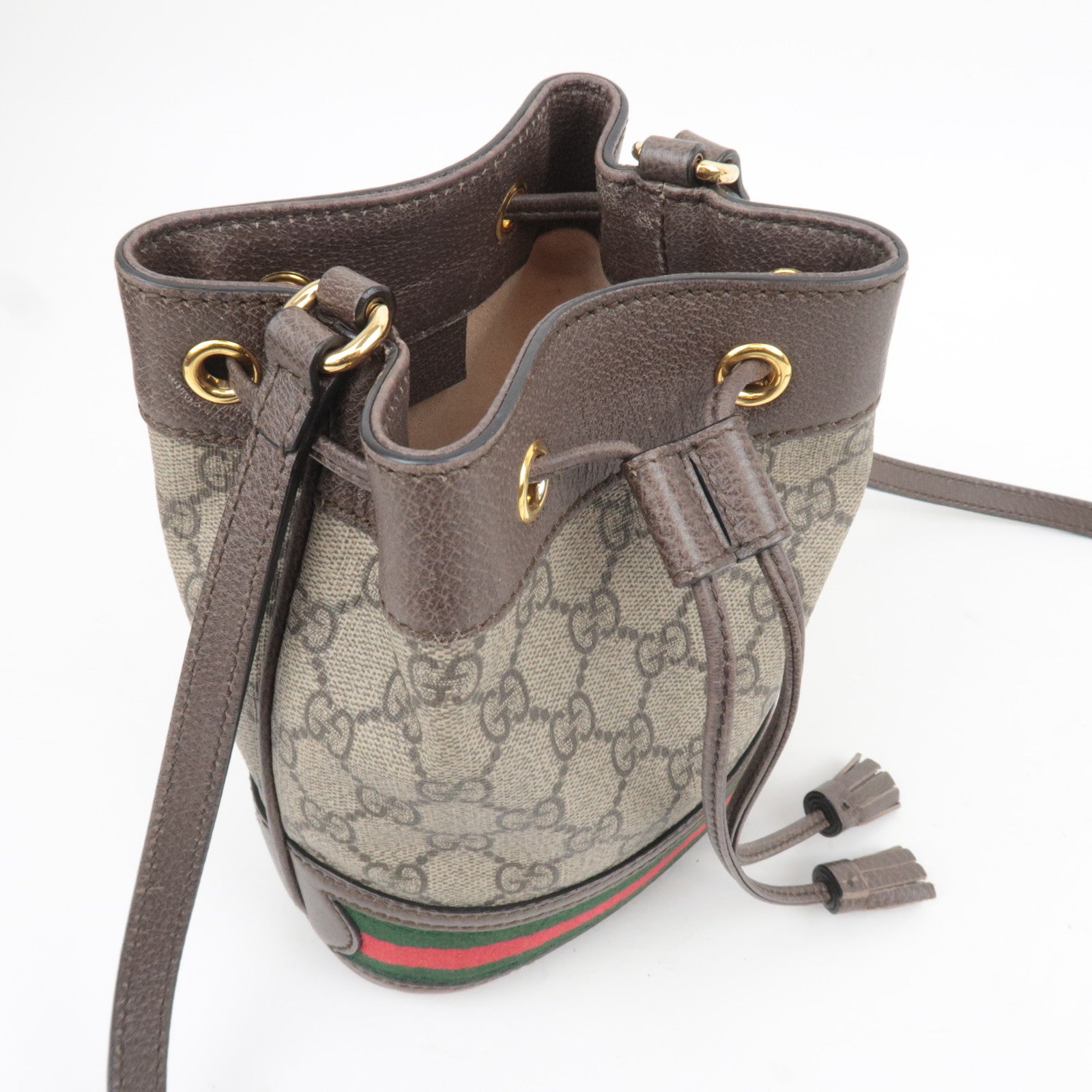 GUCCI Ophidia Sherry GG Supreme Drawstring Shoulder Bag Beige 550620