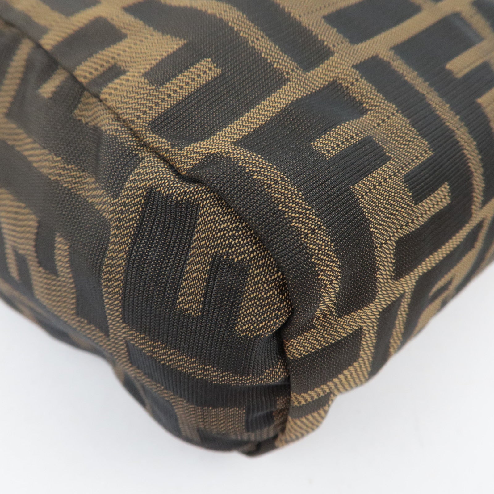FENDI Zucca Canvas Leather Small Handbag Khaki Black Brown 26541