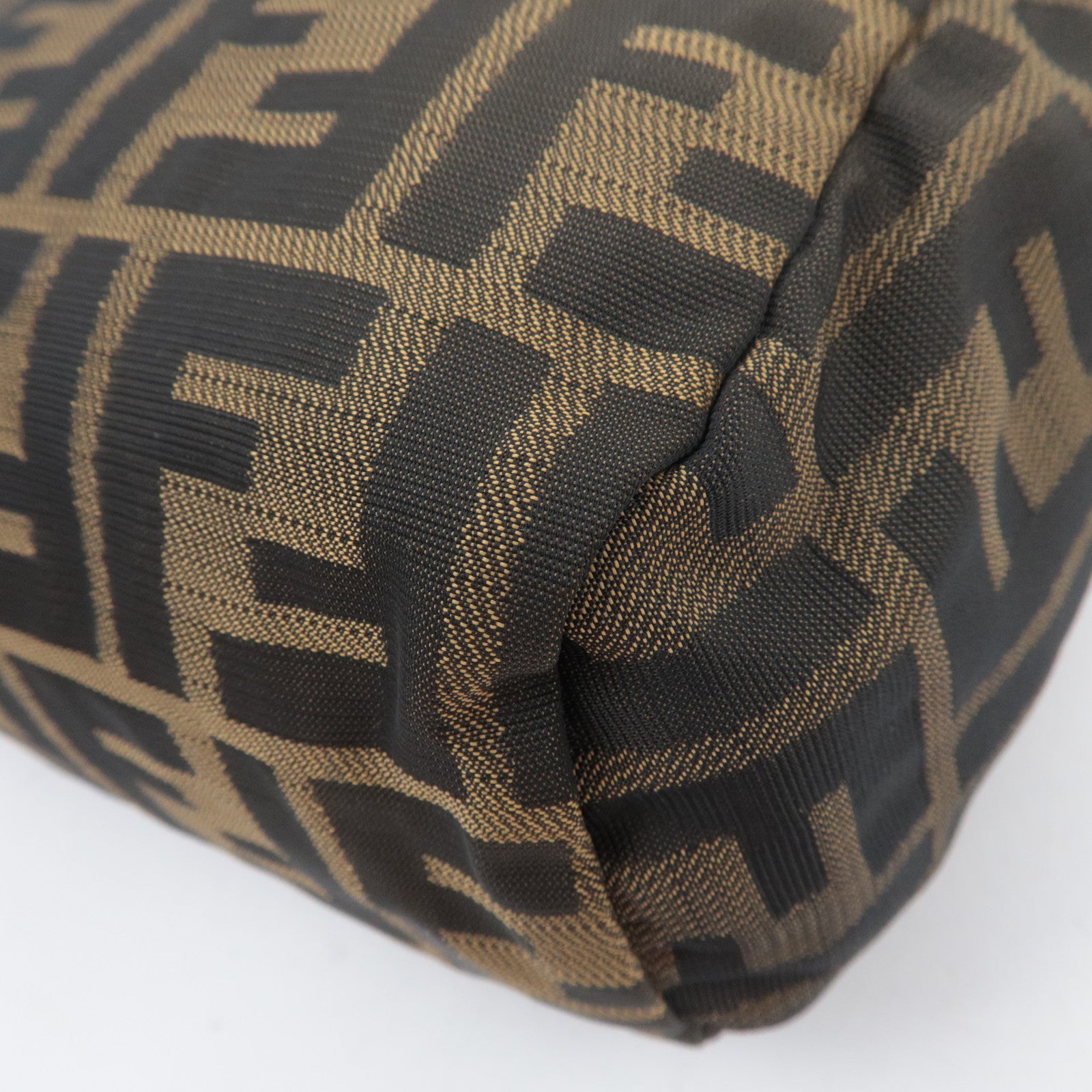 FENDI Zucca Canvas Leather Small Handbag Khaki Black Brown 26541