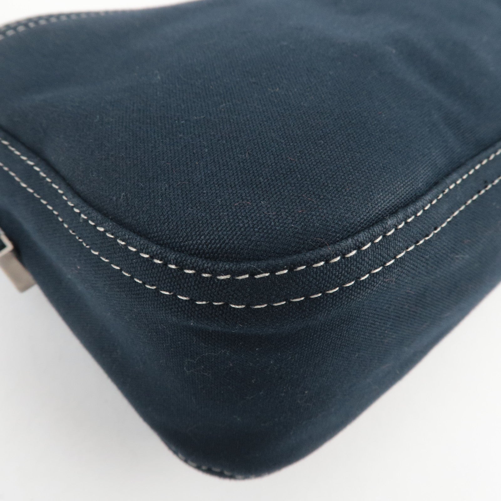 FENDI Canvas Leather Shoulder Bag Navy Marble