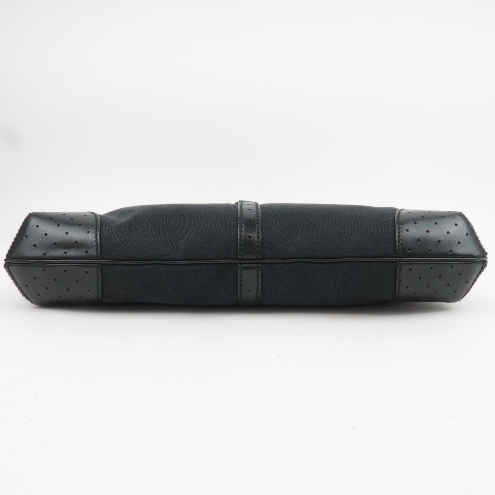 GUCCI Interlocking G Canvas Leather Shoulder Bag Black 114875