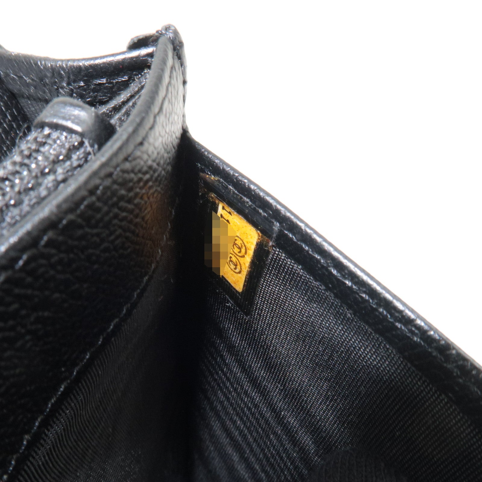 CHANEL Coco Button Leather Long Wallet Black Gold HDW