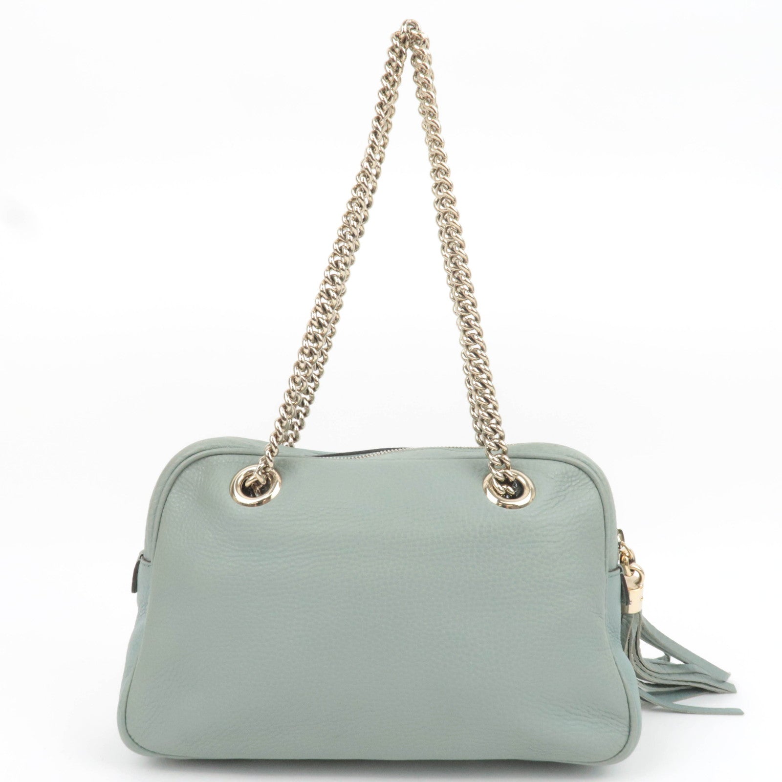 GUCCI Soho Interlocking G Leather Chain Shoulder Bag Light Green 308983
