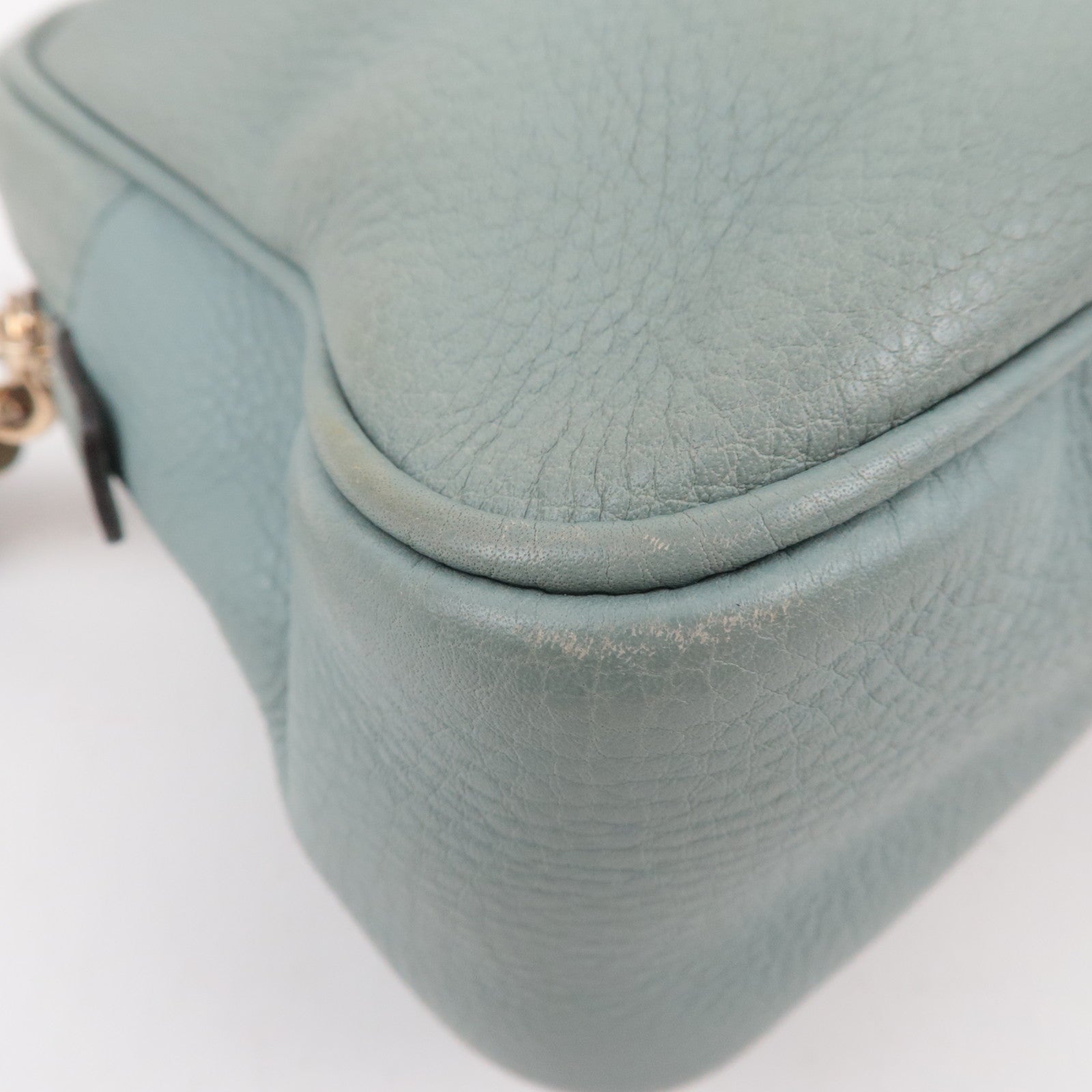 GUCCI Soho Interlocking G Leather Chain Shoulder Bag Light Green 308983