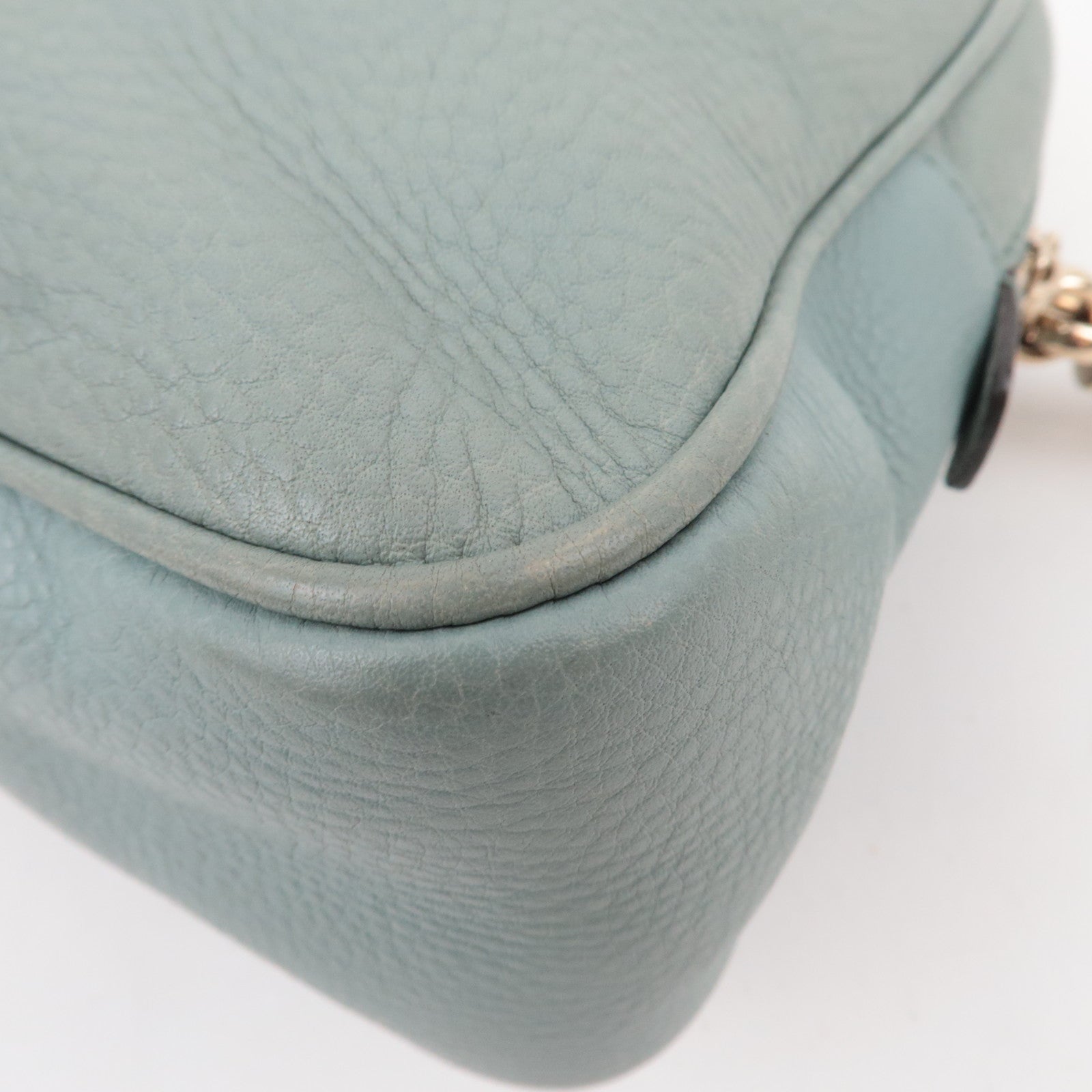 GUCCI Soho Interlocking G Leather Chain Shoulder Bag Light Green 308983