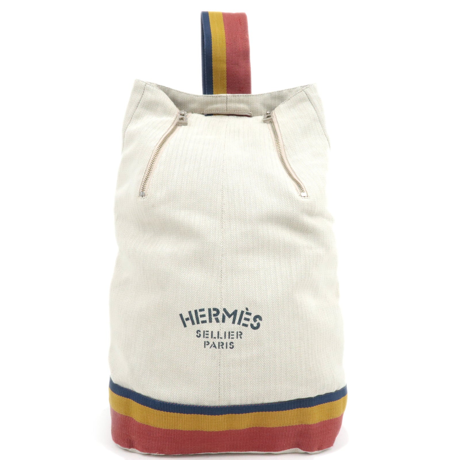 HERMES Cavalier Canvas Shoulder Bag Ivory87744