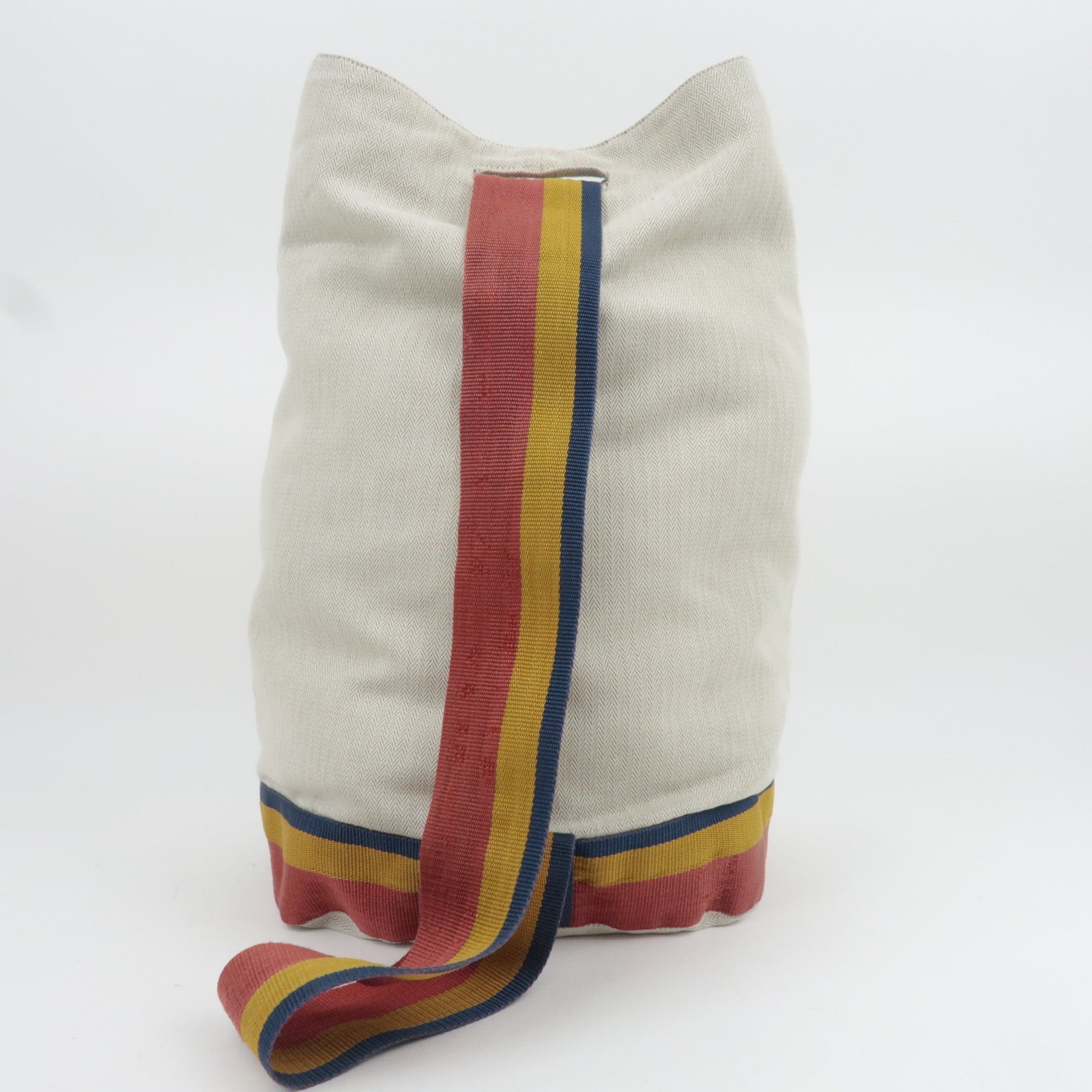 HERMES Cavalier Canvas Shoulder Bag Ivory