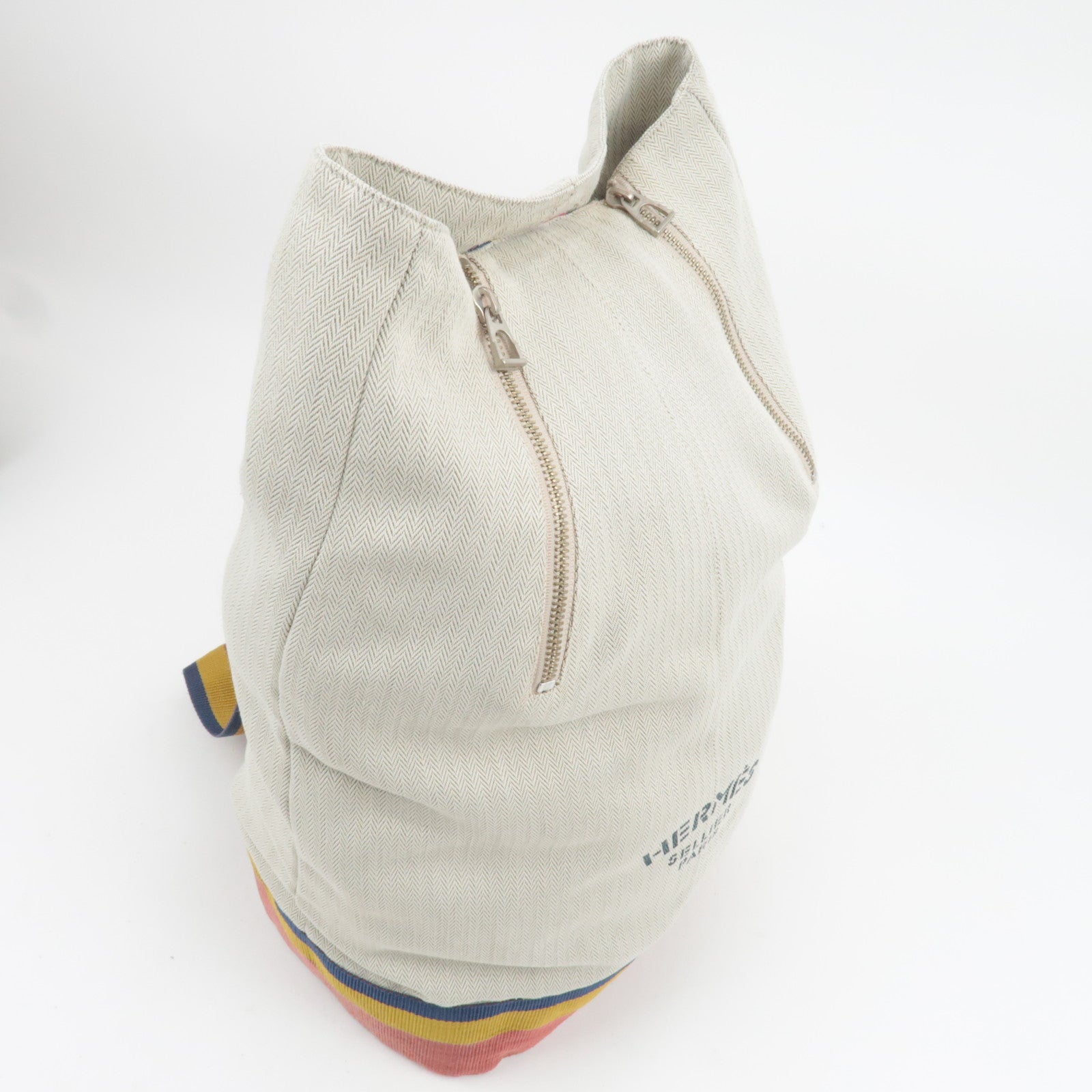 HERMES Cavalier Canvas Shoulder Bag Ivory