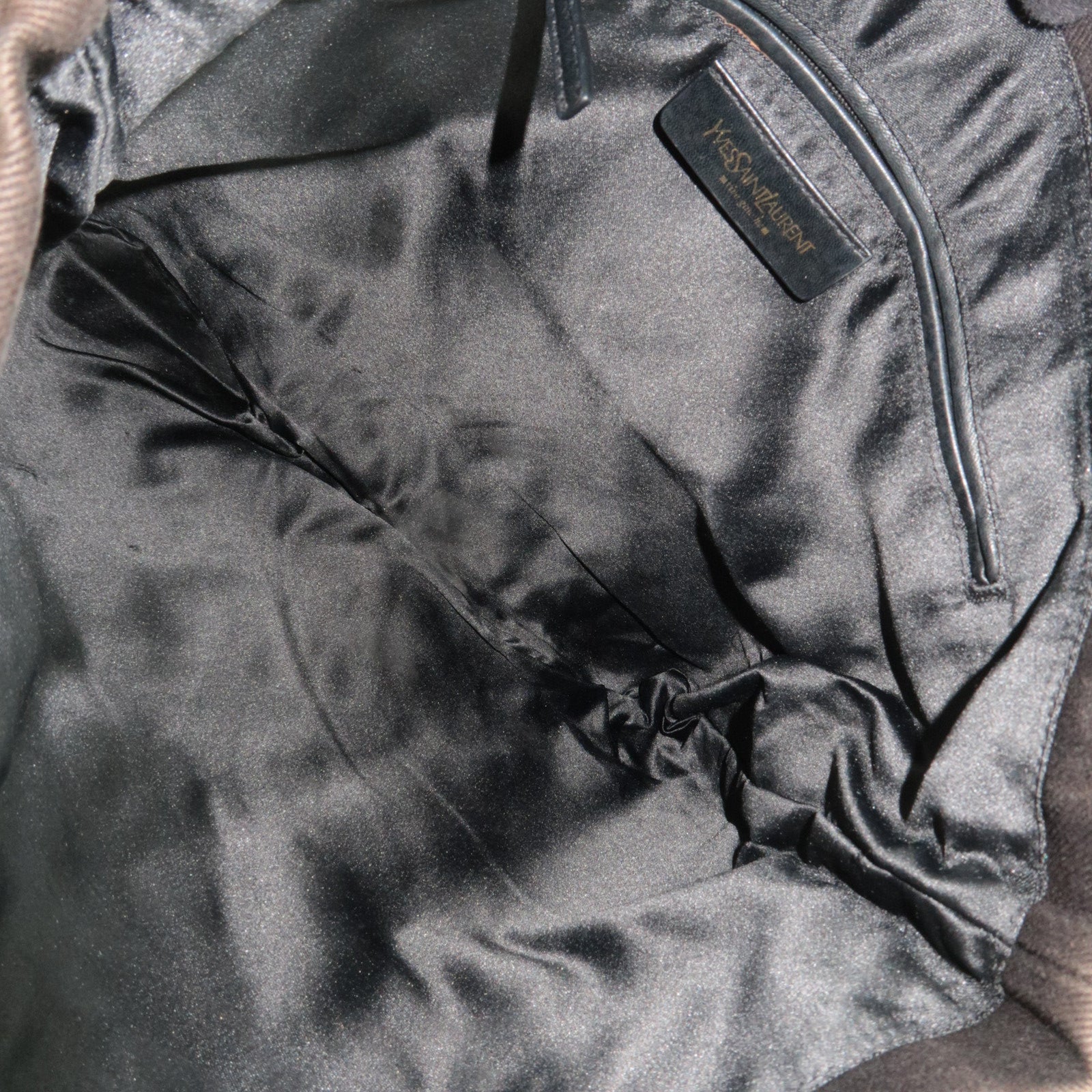 SAINT LAURENT YSL Kahala Canvas Velour Tote Bag Black 121631