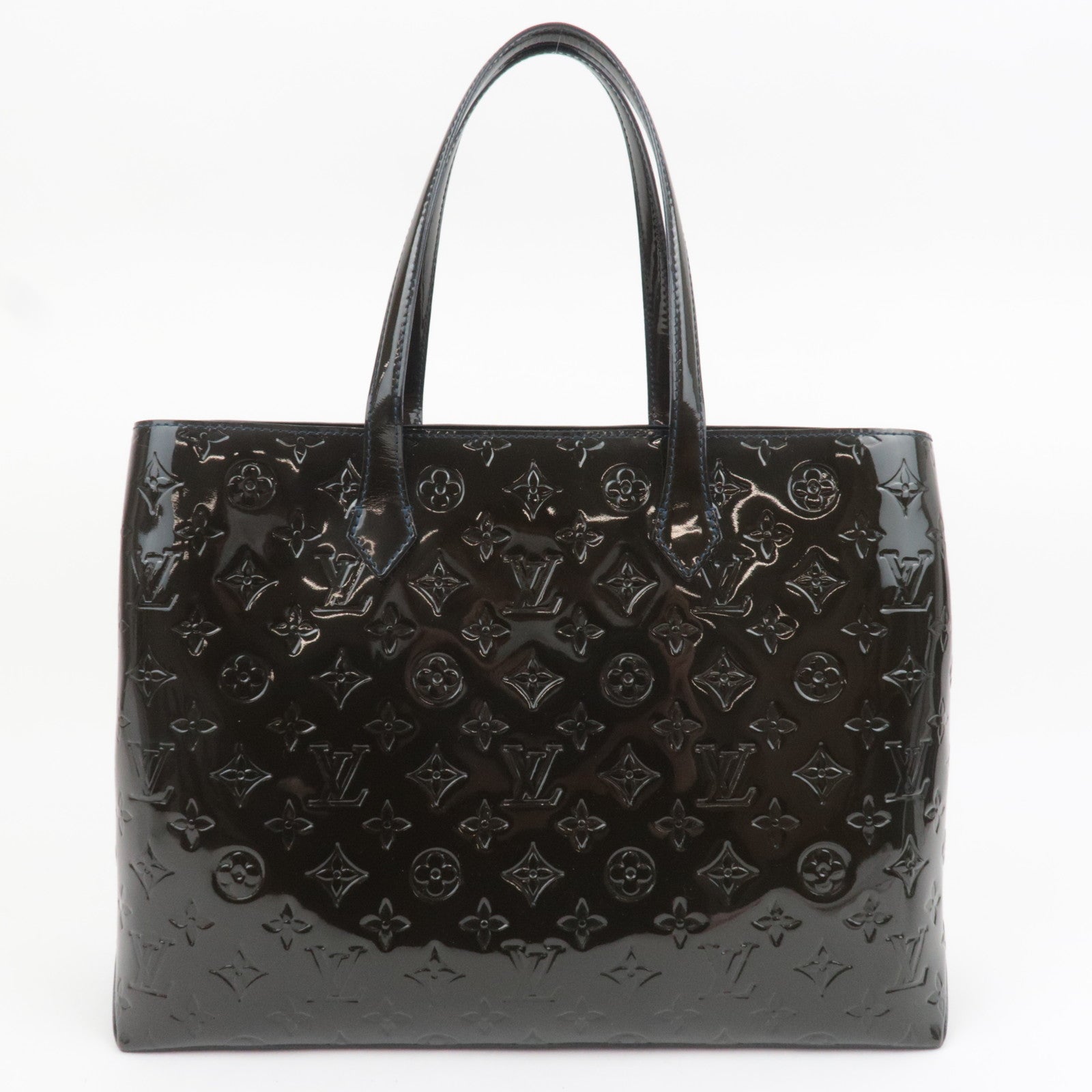 Louis Vuitton Monogram Vernis Wilshire MM Tote Bag Blue Infini M91439