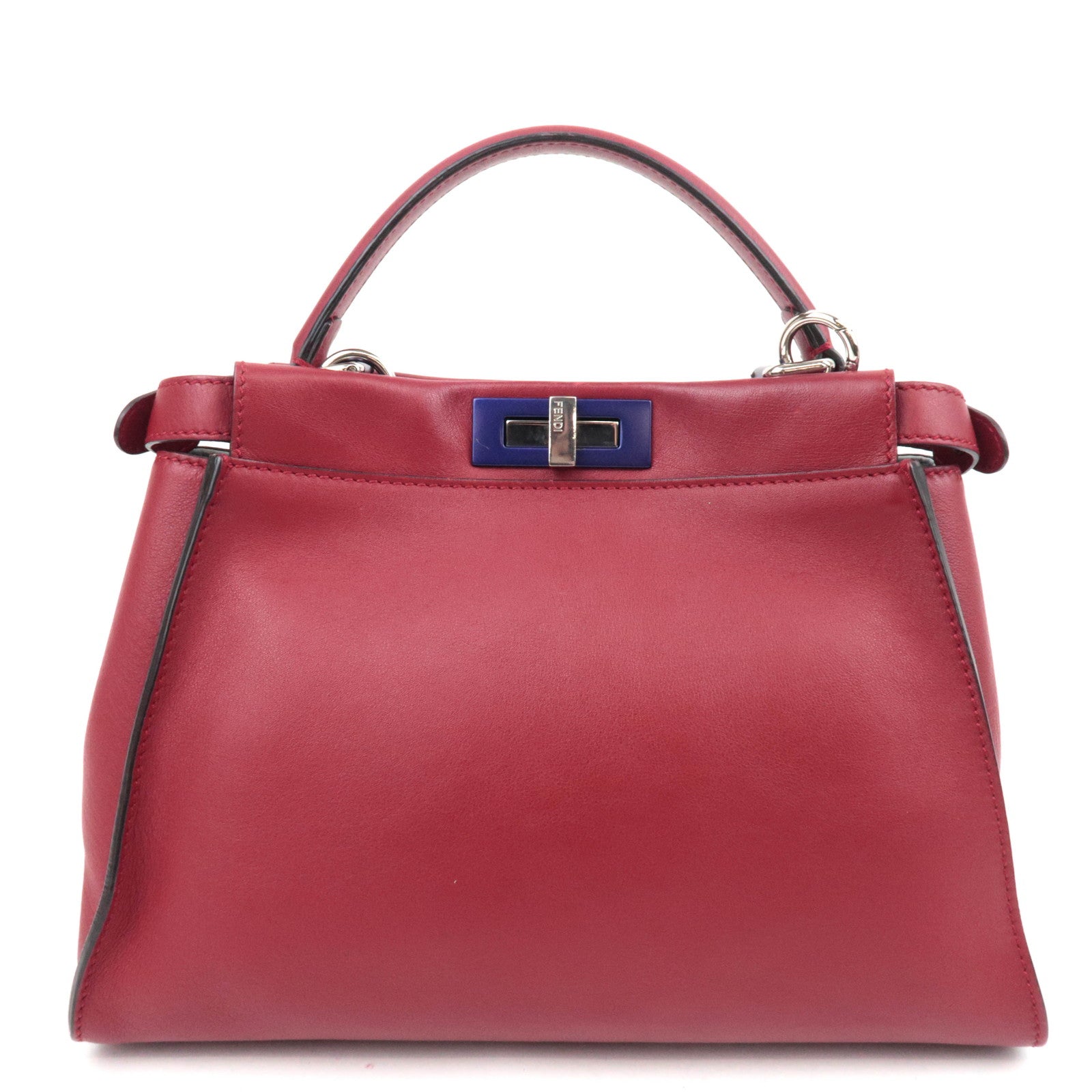 FENDI Peekaboo Medium Leather 2Way Handbag Red87755