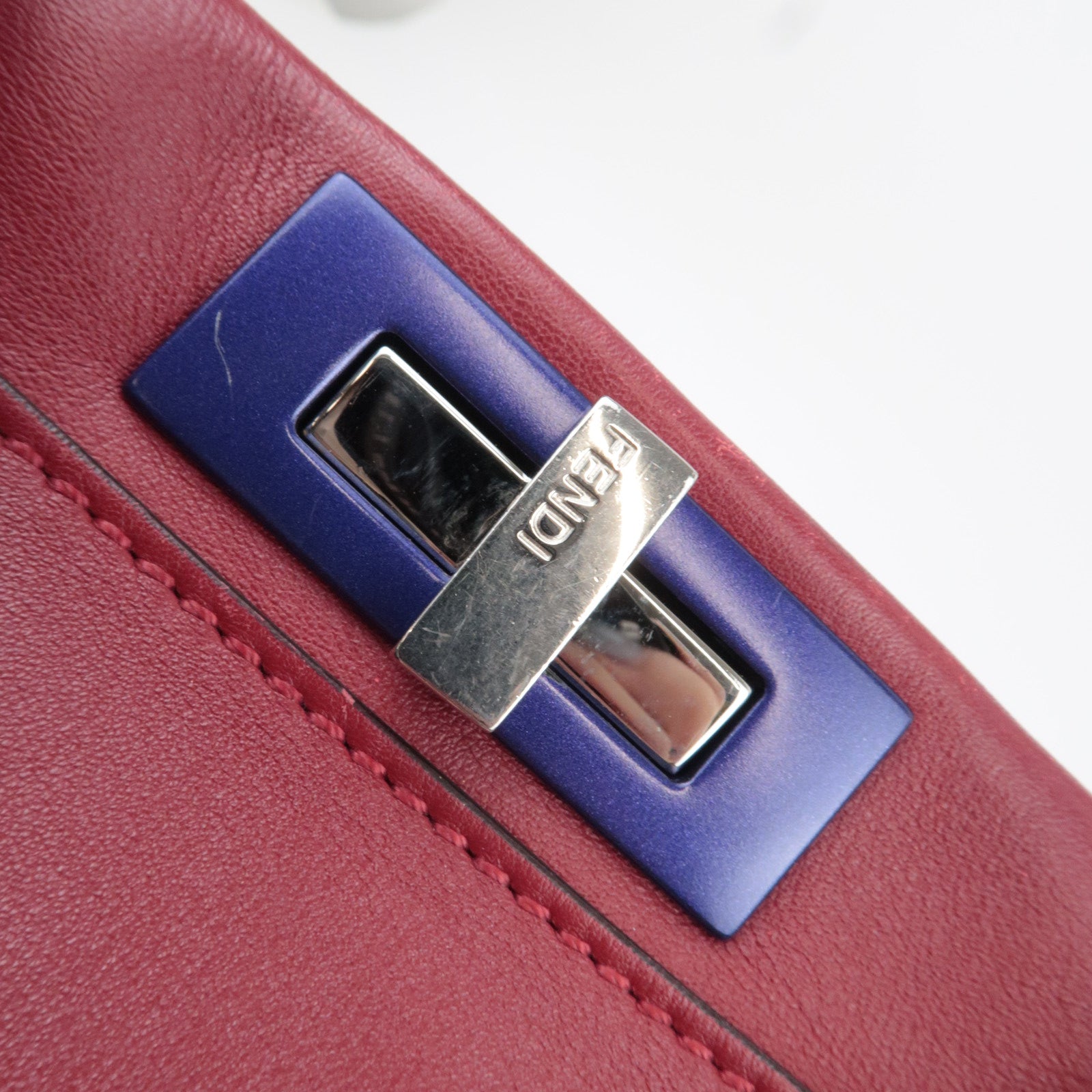 FENDI Peekaboo Medium Leather 2Way Handbag Red