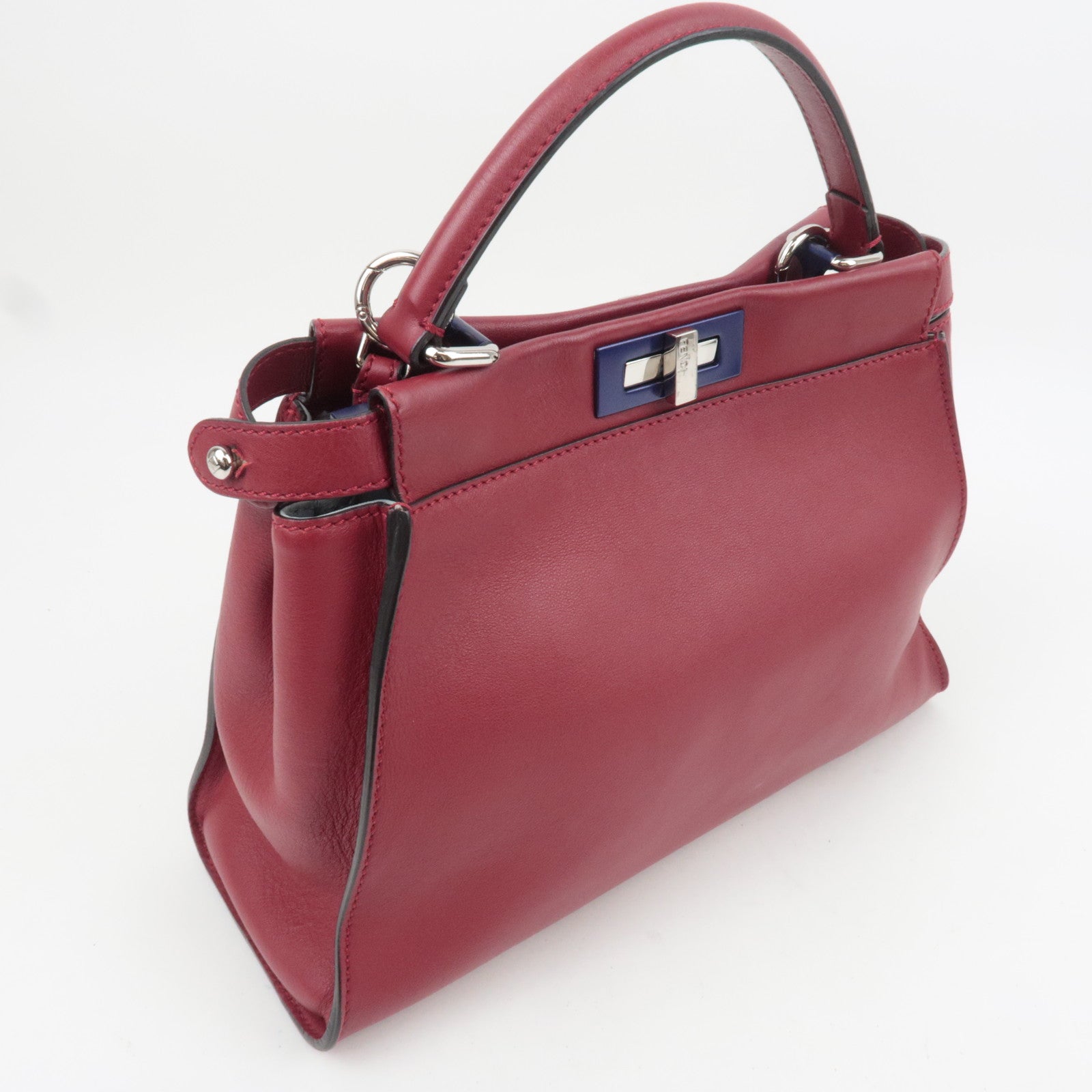 FENDI Peekaboo Medium Leather 2Way Handbag Red