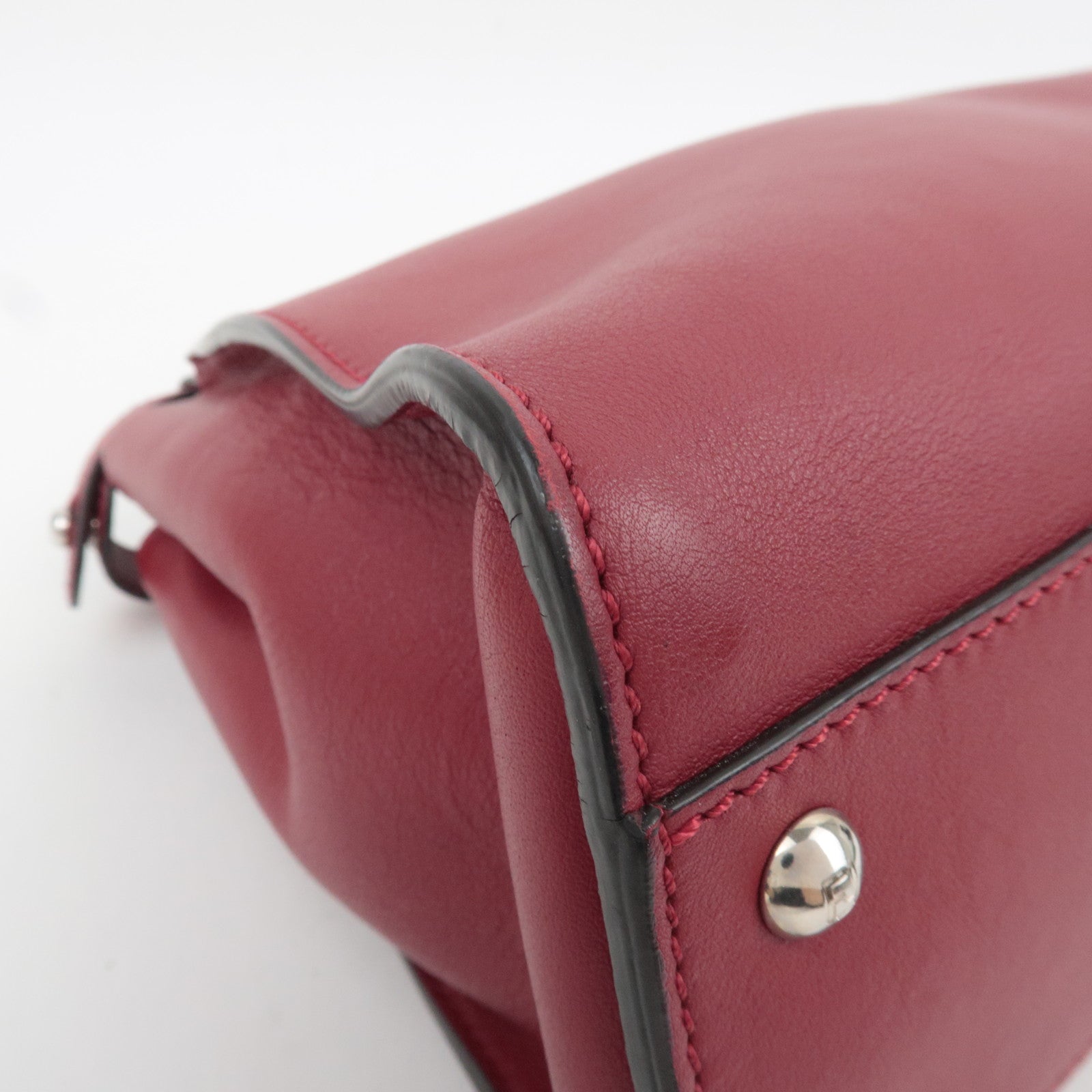 FENDI Peekaboo Medium Leather 2Way Handbag Red