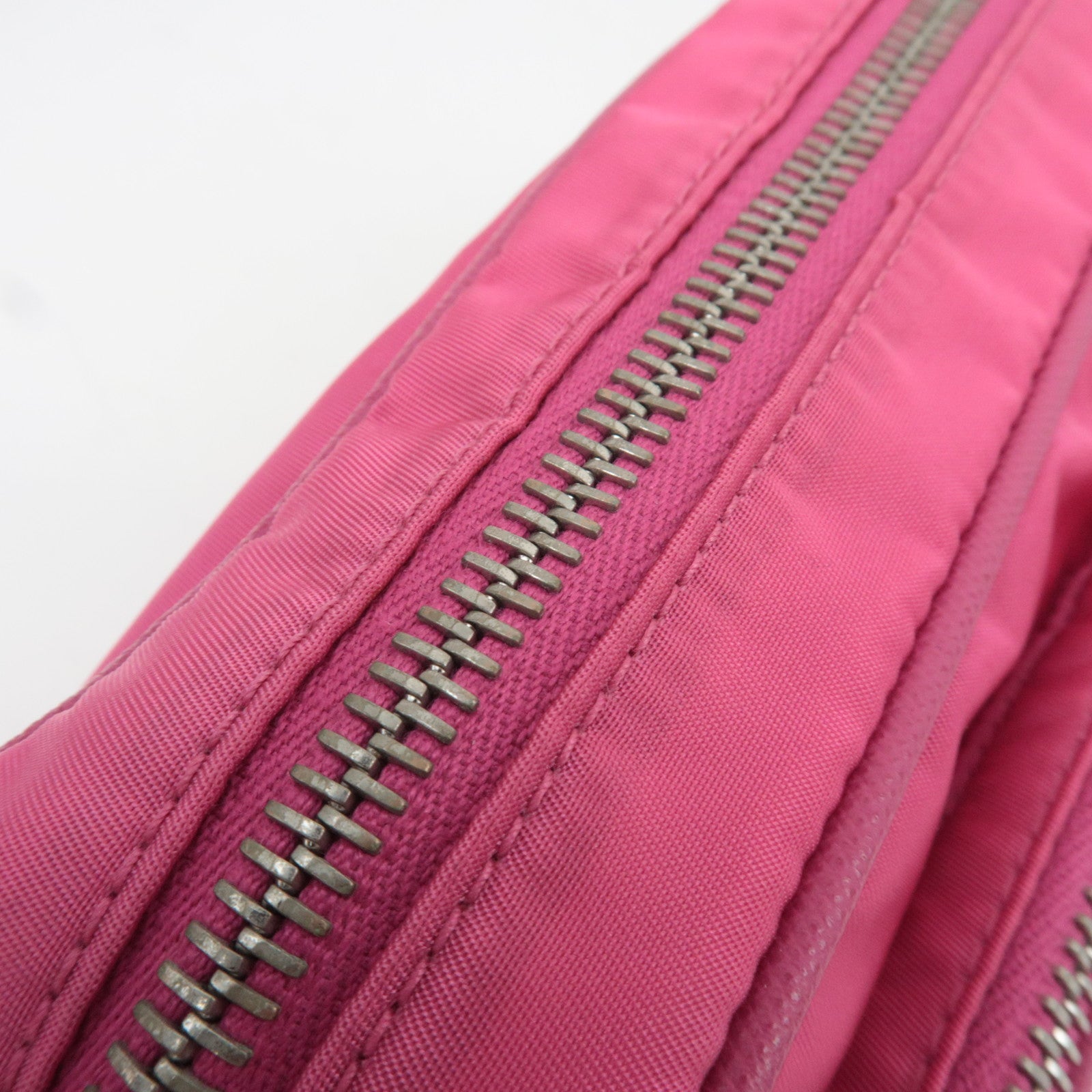 PRADA Nylon Saffiano Leather Shoulder Bag Pink