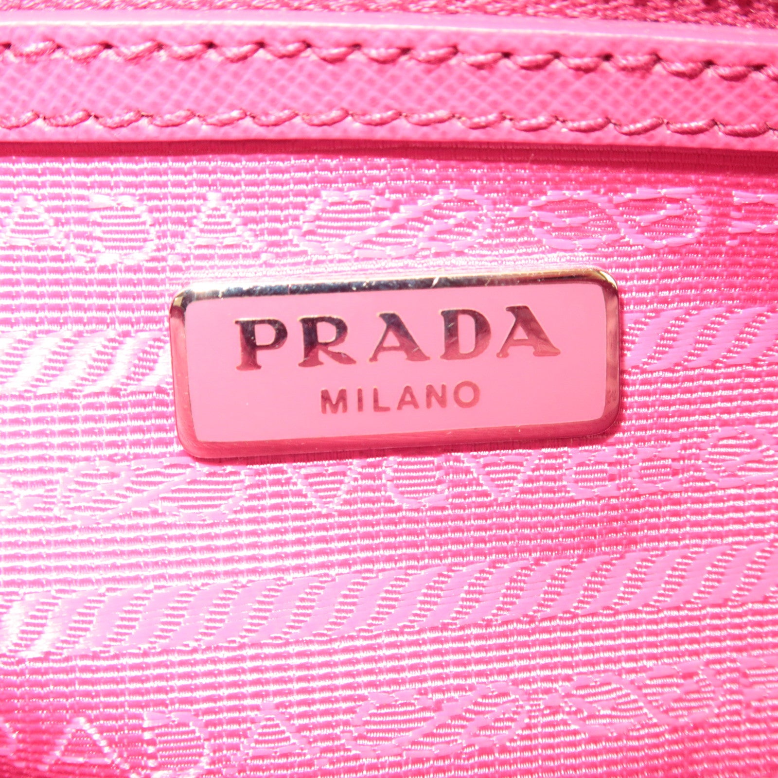 PRADA Nylon Saffiano Leather Shoulder Bag Pink