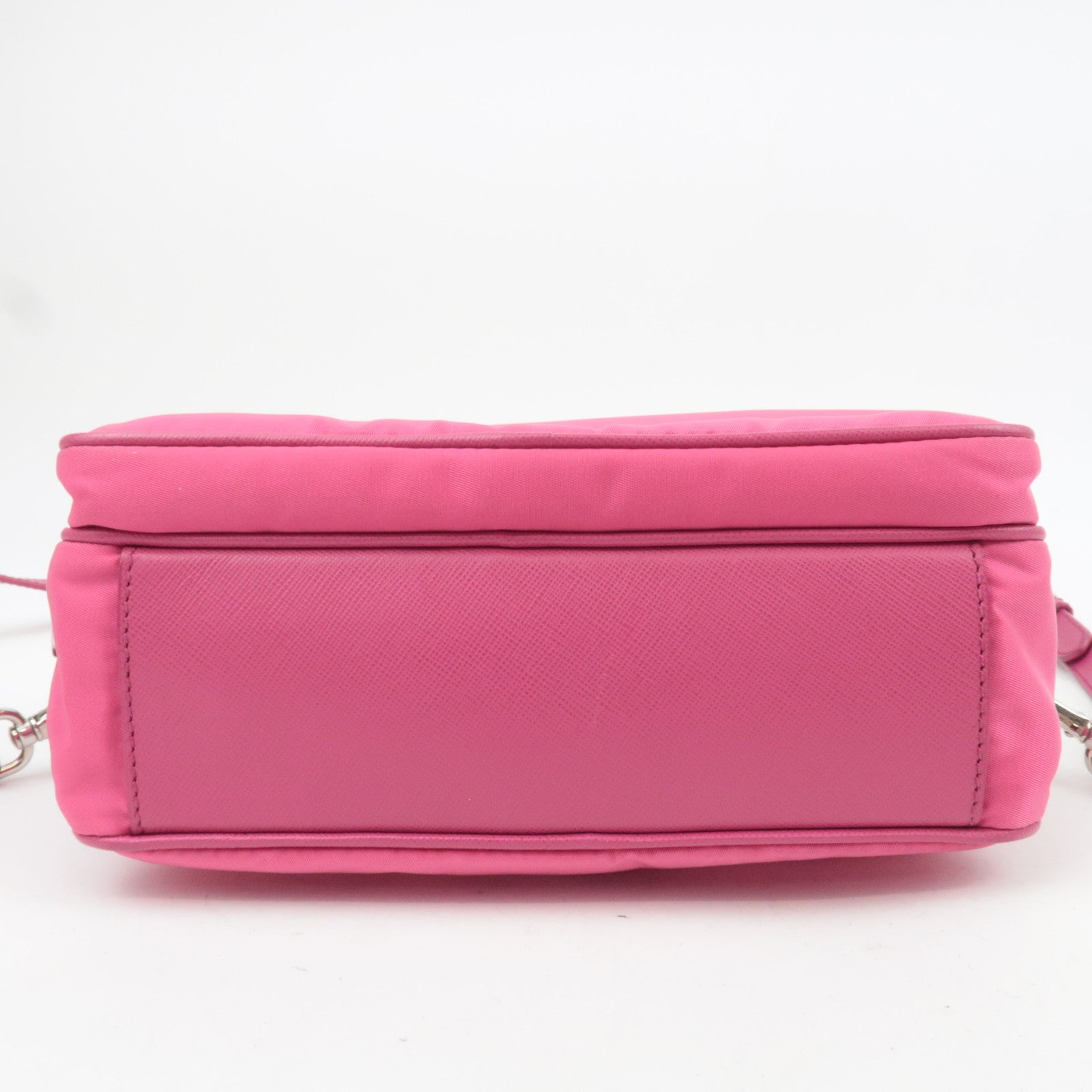 PRADA Nylon Saffiano Leather Shoulder Bag Pink