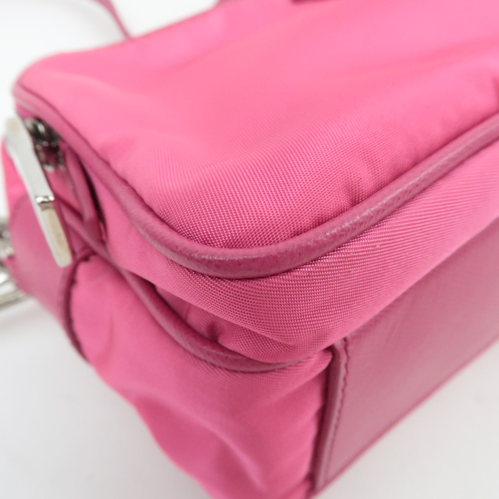 PRADA Nylon Saffiano Leather Shoulder Bag Pink