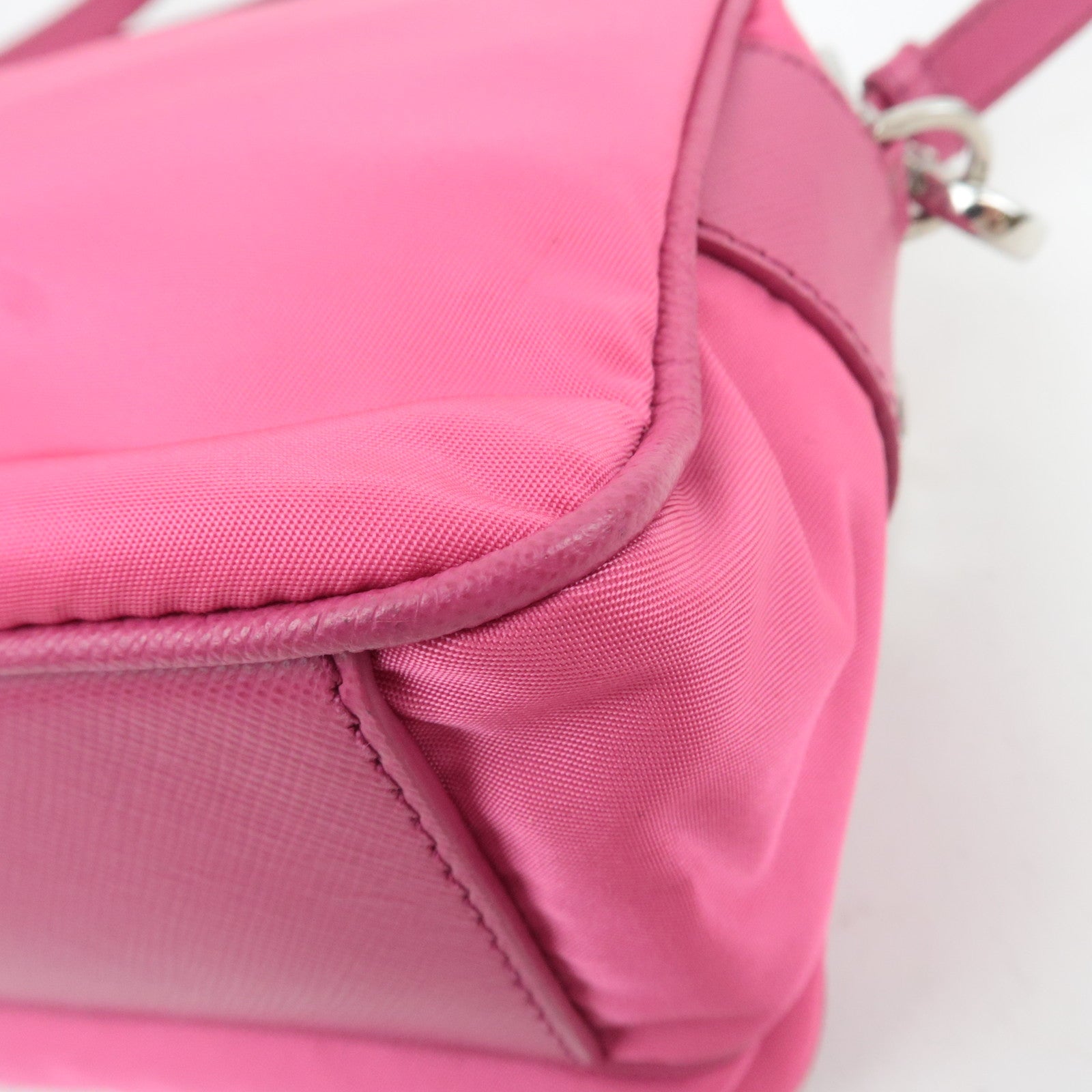 PRADA Nylon Saffiano Leather Shoulder Bag Pink