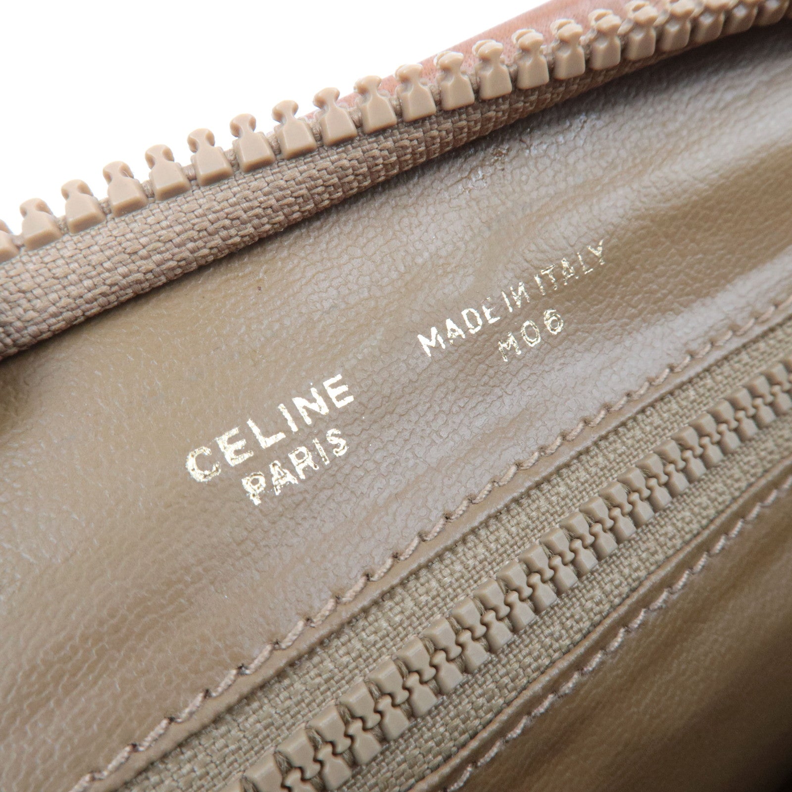 CELINE Macadam PVC Leather Clutch Bag Beige Brown